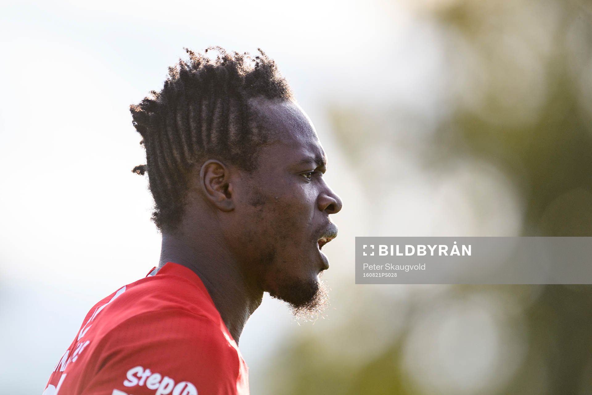 Piteå:s Tetteh Komey under fotbollsmatchen i division 1 norra mellan Piteå och Brommapojkarna den 21 augusti 2016 i Piteå.
