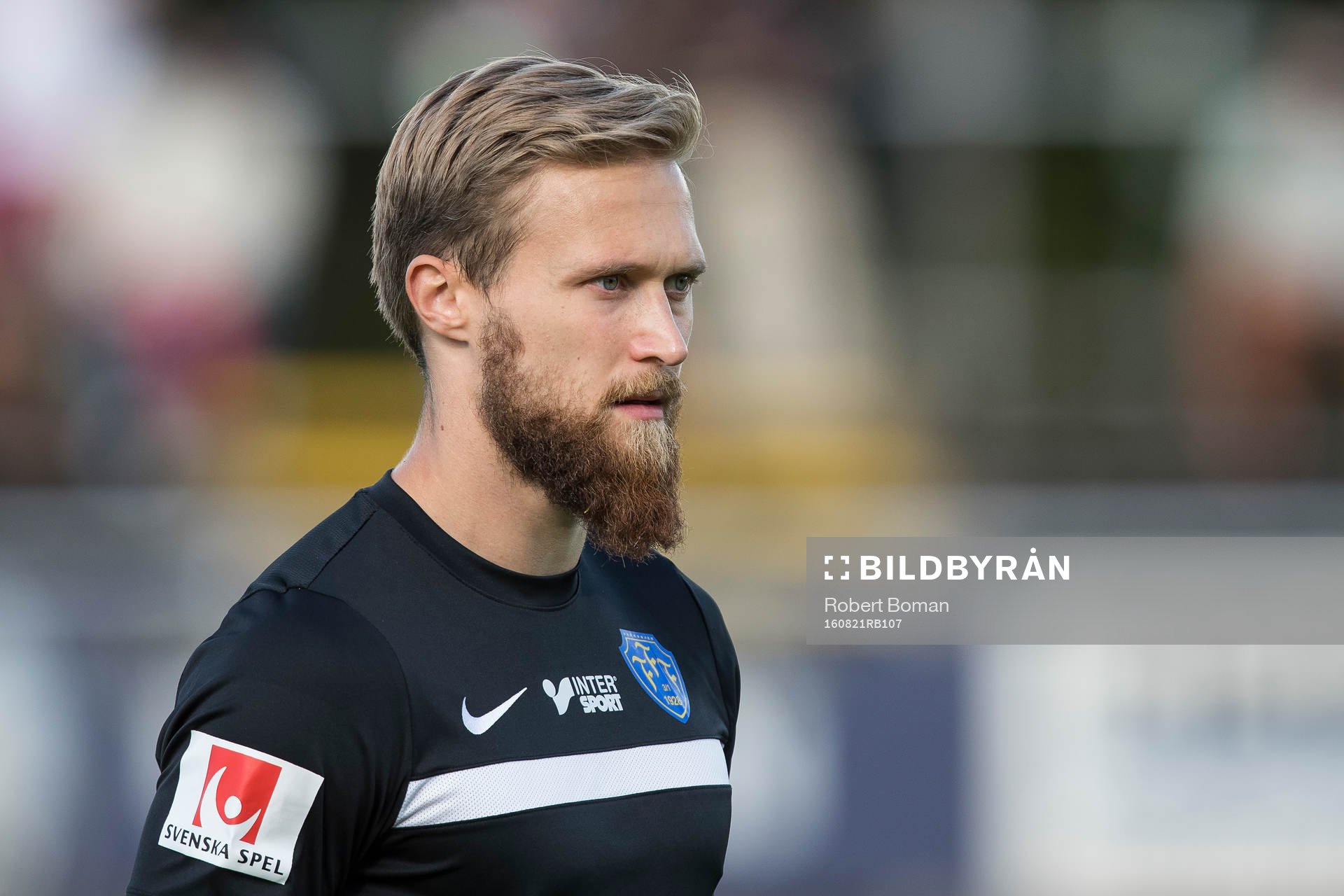 Falkenbergs Akseli Pelvas inför fotbollsmatchen i Allsvenskan mellan Falkenberg och Gefle den 21 Augusti 2016 i Falkenberg