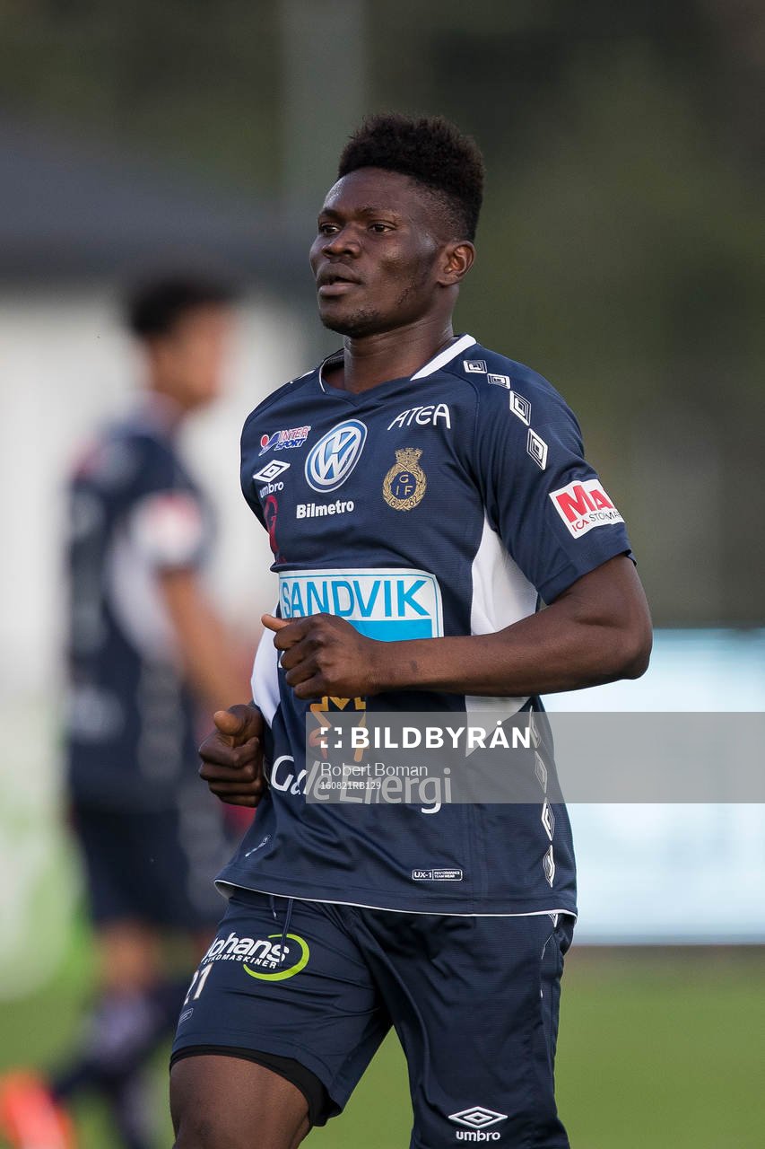 Gefles Kwame Bonsu under fotbollsmatchen i Allsvenskan mellan Falkenberg och Gefle den 21 Augusti 2016 i Falkenberg
