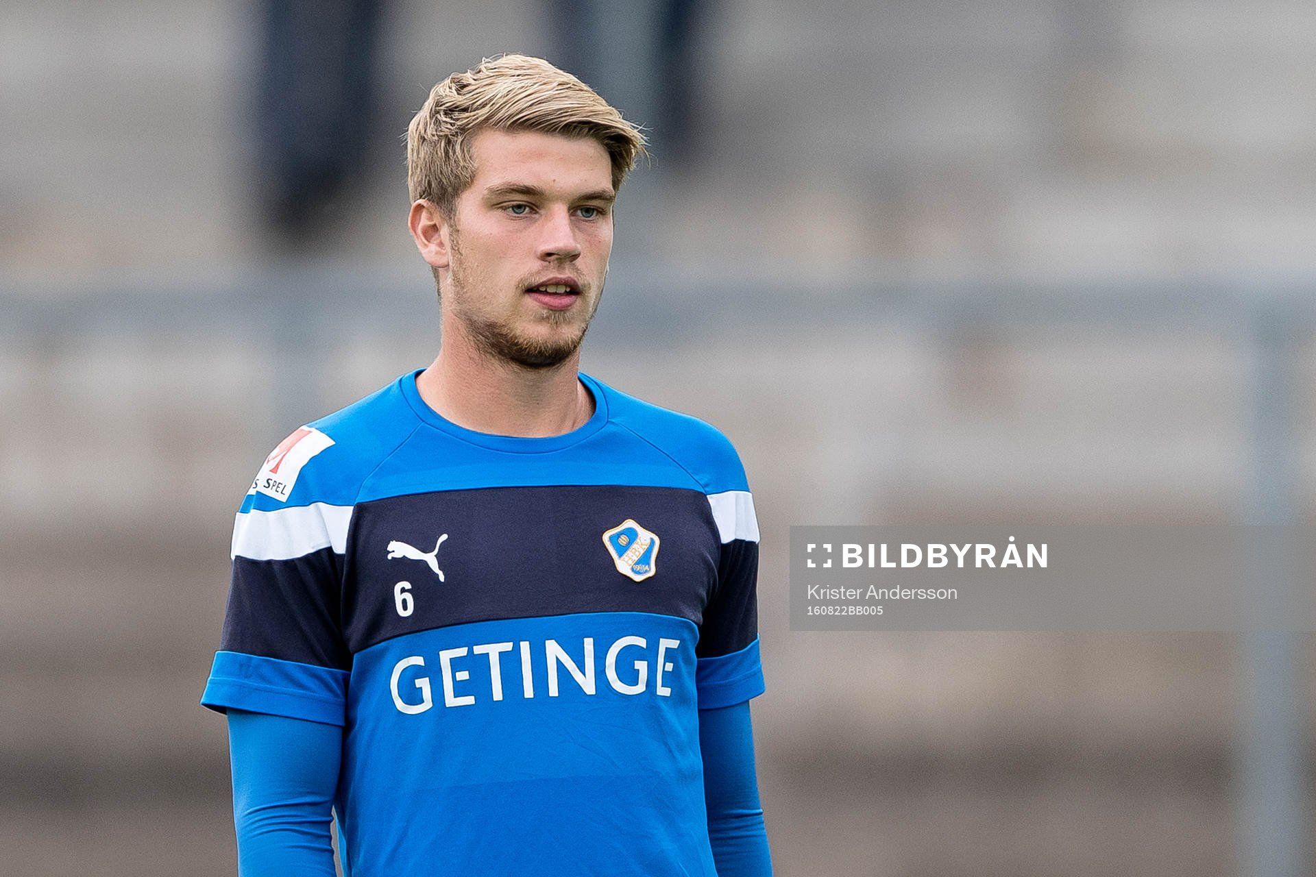 Halmstads Marcus Mathisen före fotbollsmatchen i