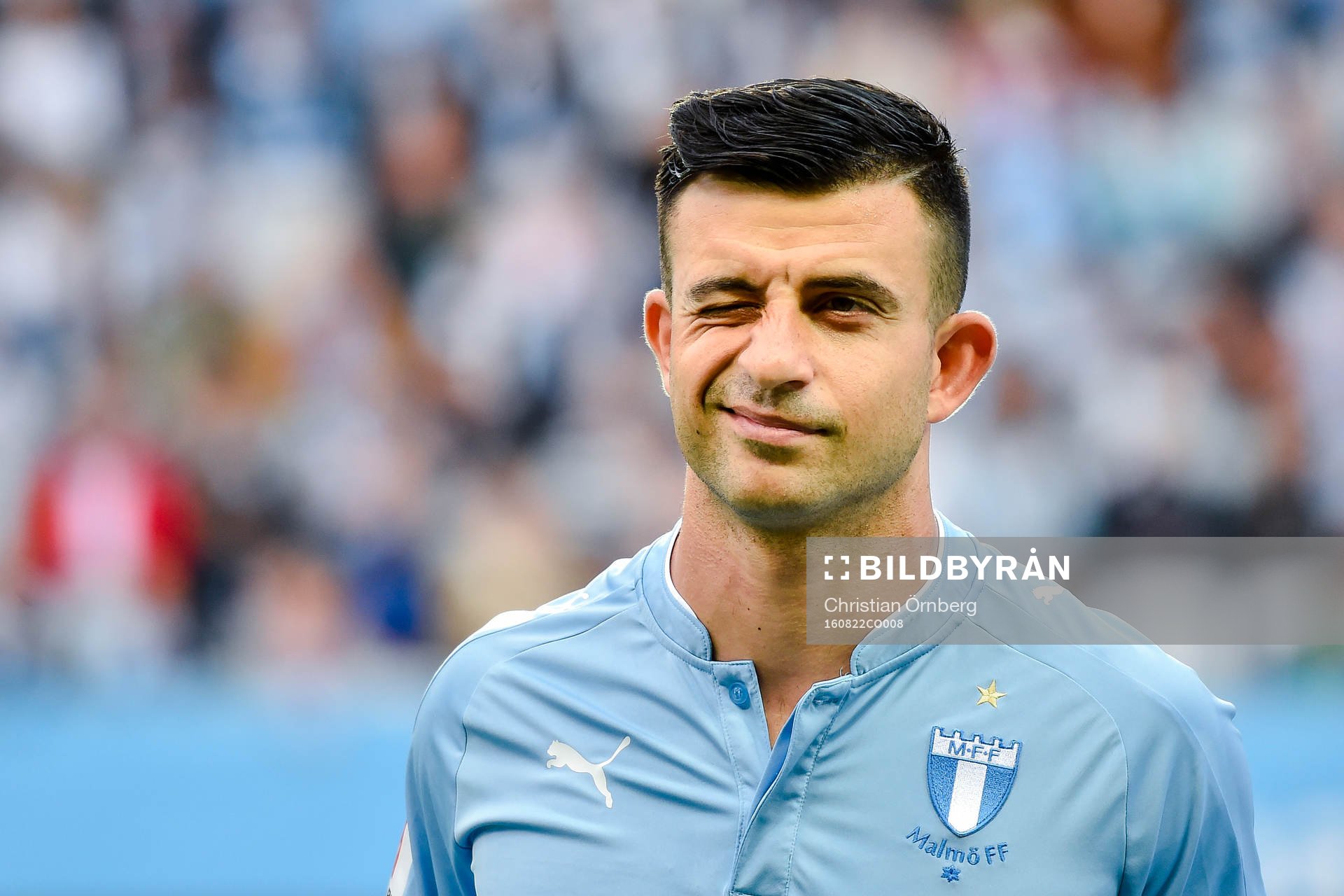 Malmö FFs Behrang Safari före fotbollsmatchen i