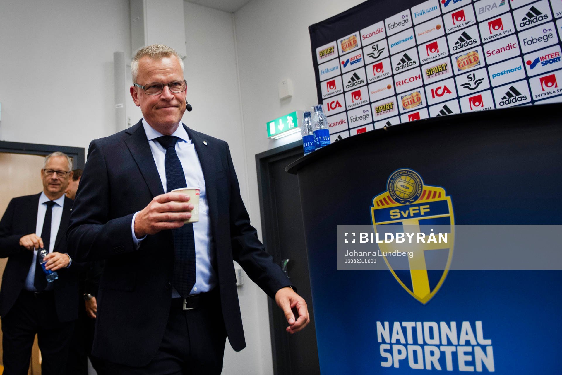 Sveriges förbundskapten Jan Andersson och rådgivare Lars