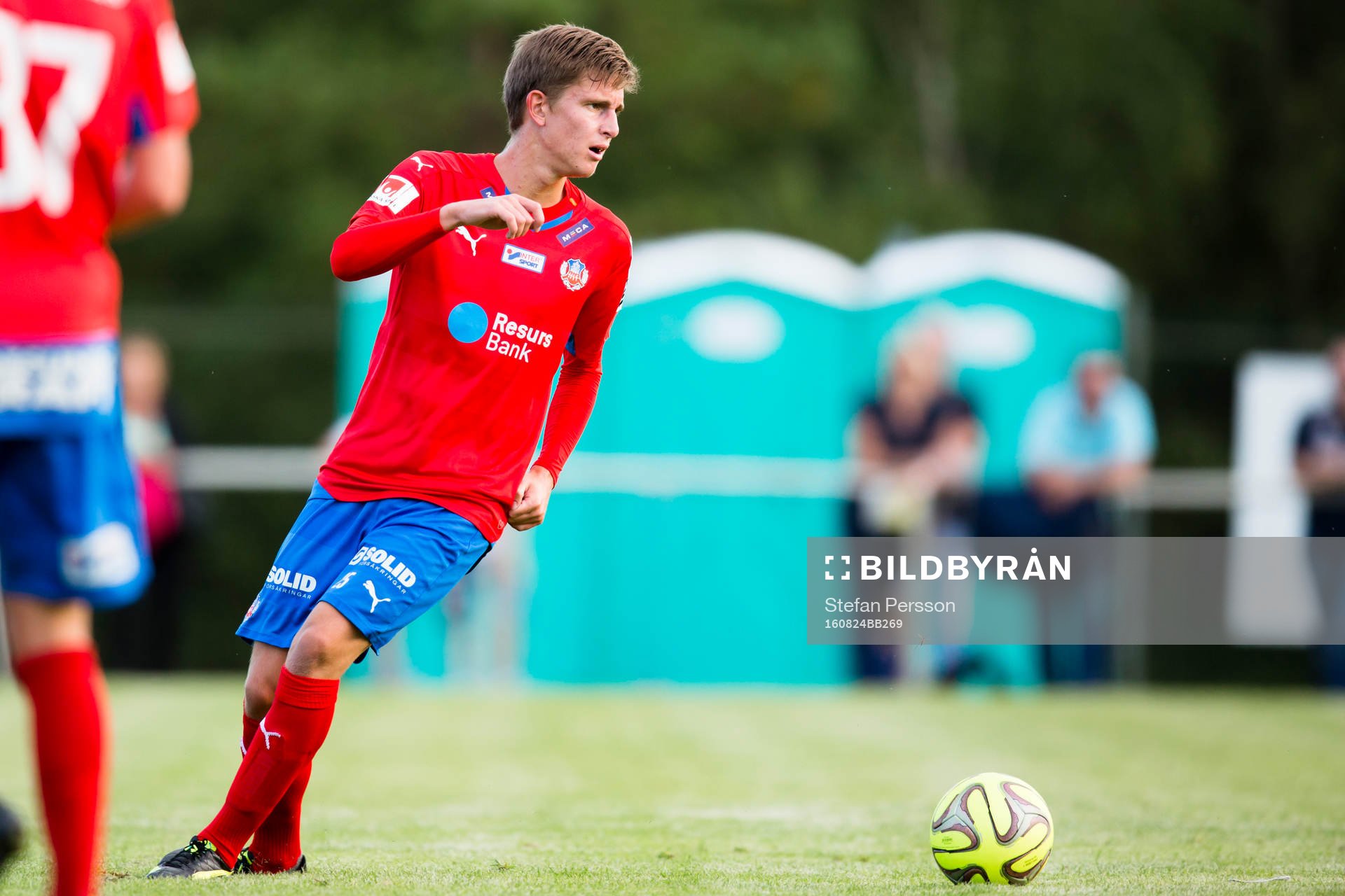 Helsingborgs Felix Bindelöv under fotbollsmatchen i Svenska cupen mellan Gnosjö och Helsingborg den 24 augusti 2016 i Jönköping. 