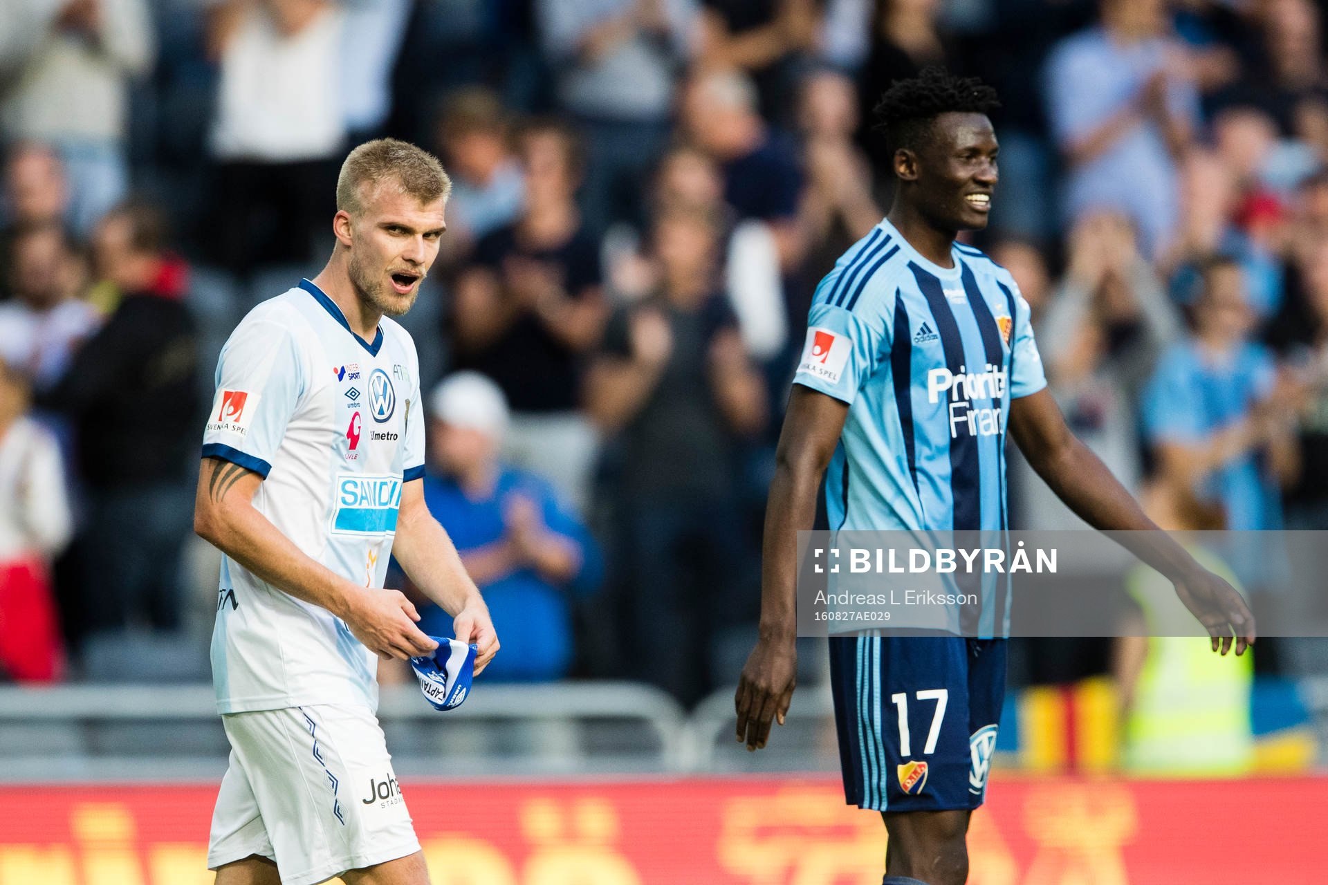 Gefles Robin Nilsson och Djurgårdens Michael Olunga jublar