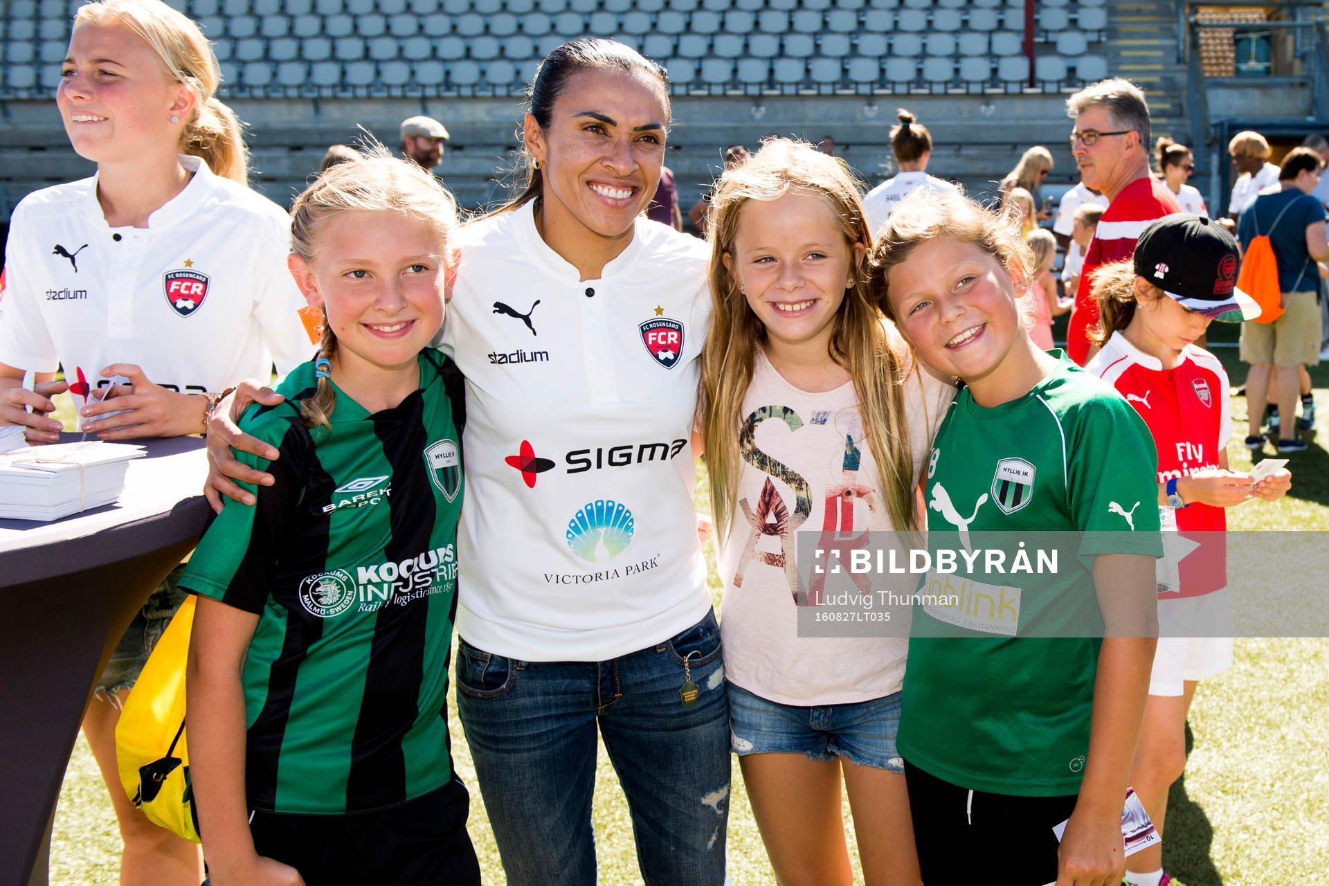 Julia Lindström, Rosengårds Marta Viera Da Silva, Maja Juhlin och Isabel Bodecker under arrangemanget Fotbollens Dag som anordnas av FC Rosengård den 27 augusti 2016 i Malmö.