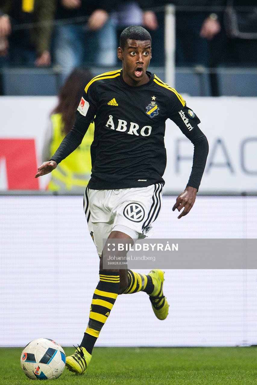 AIK:s Alexander Isak under fotbollsmatchen i Allsvenskan mellan AIK - Hammarby den 28 augusti 2016 i Stockholm. 