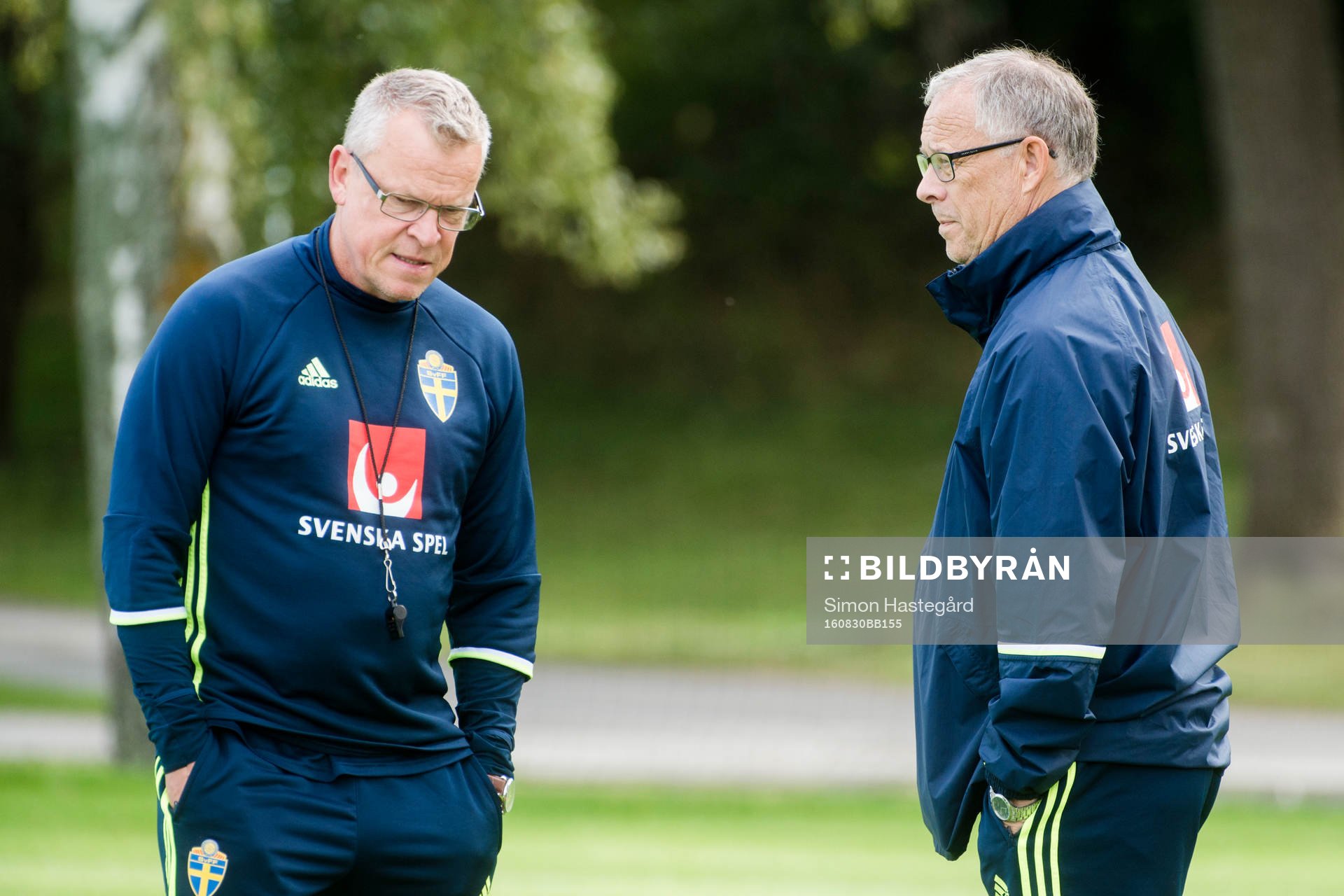 Förbundskapten Janne Andersson och rådgivare Lars