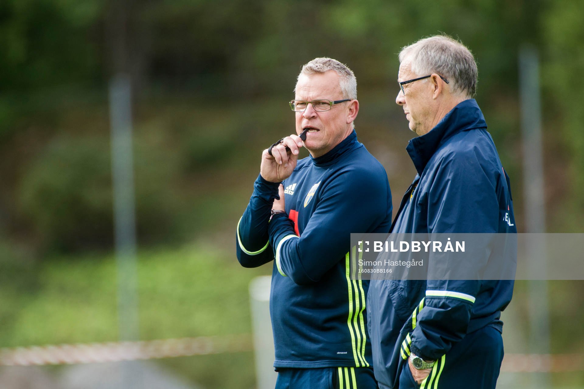 Förbundskapten Janne Andersson och rådgivare Lars