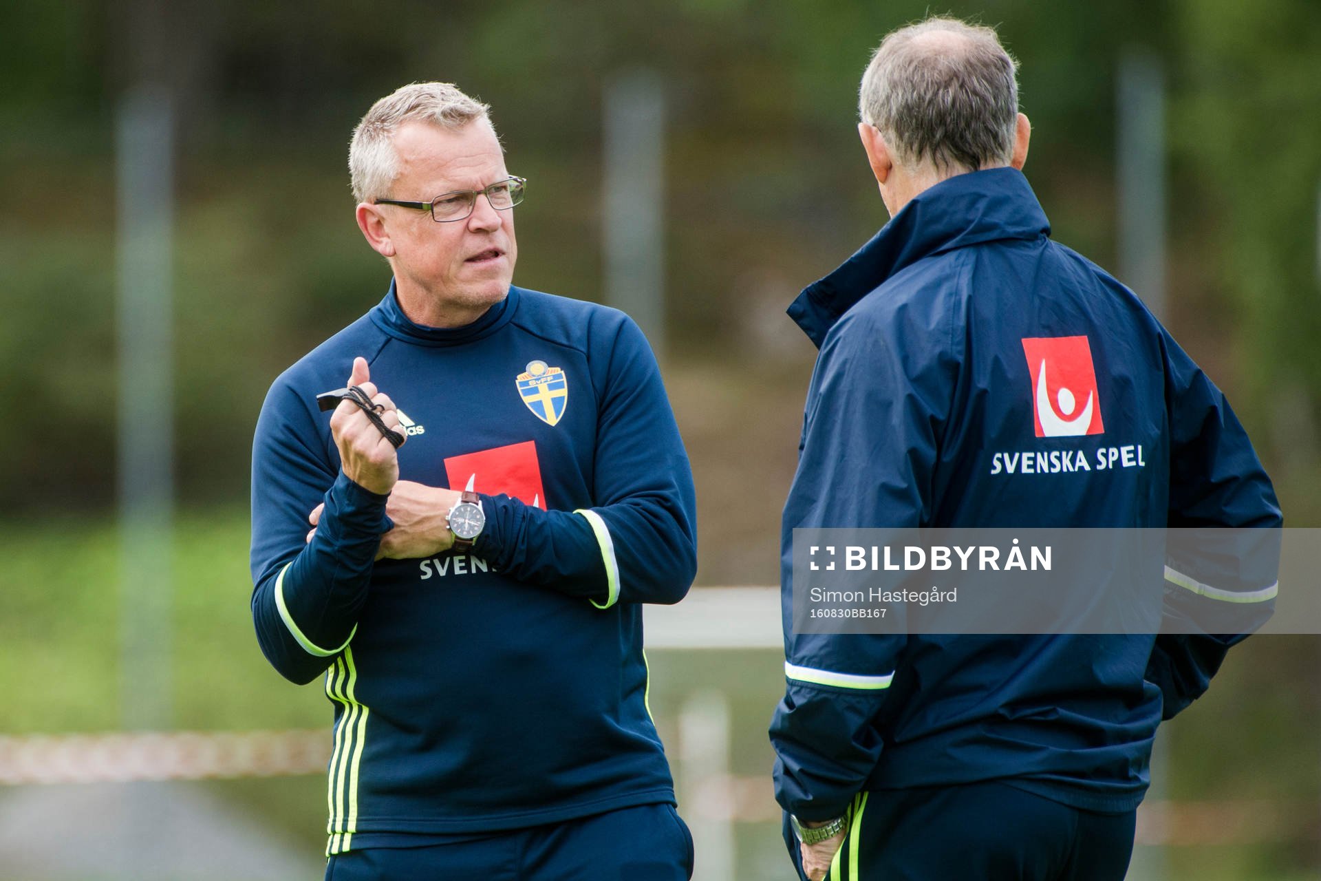 Förbundskapten Janne Andersson och rådgivare Lars