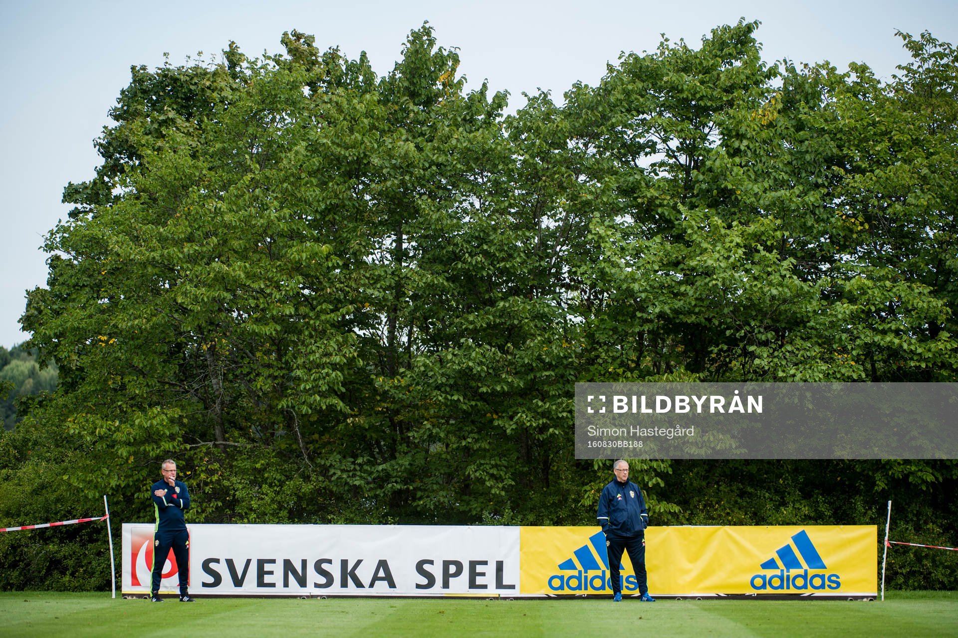 Förbundskapten Janne Andersson och rådgivare Lars