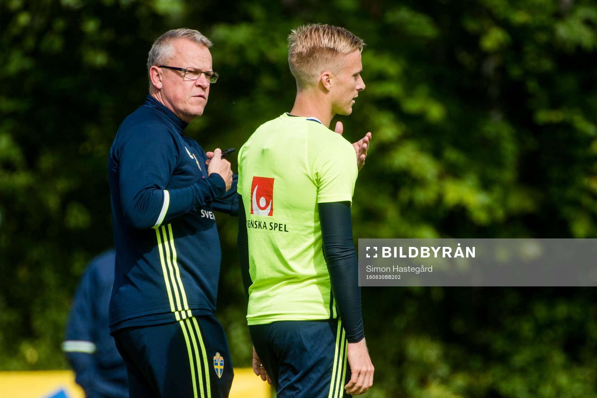 Förbundskapten Janne Andersson och Oscar Wendt