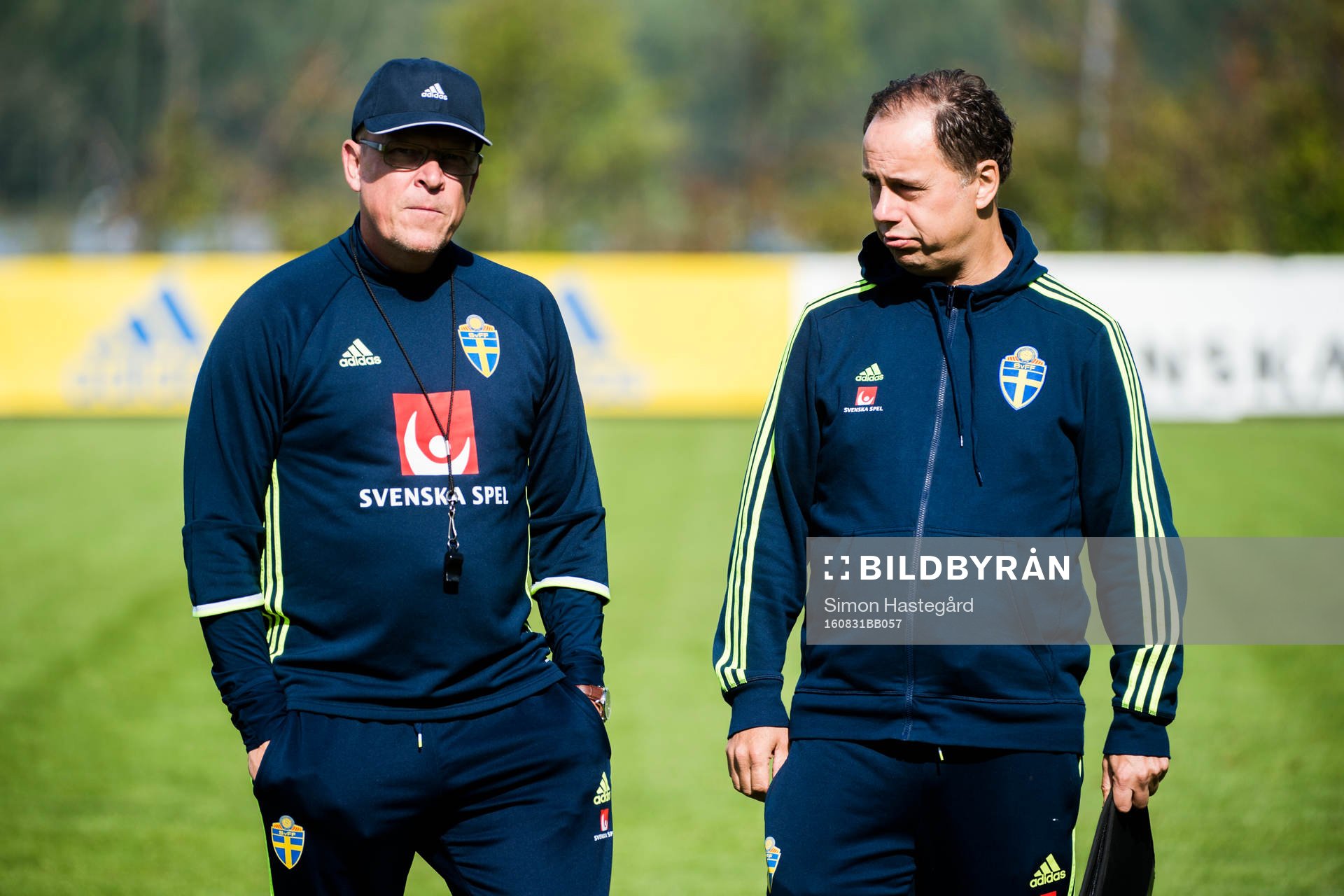 Förbundskapten Janne Andersson och Niklas Bodell,