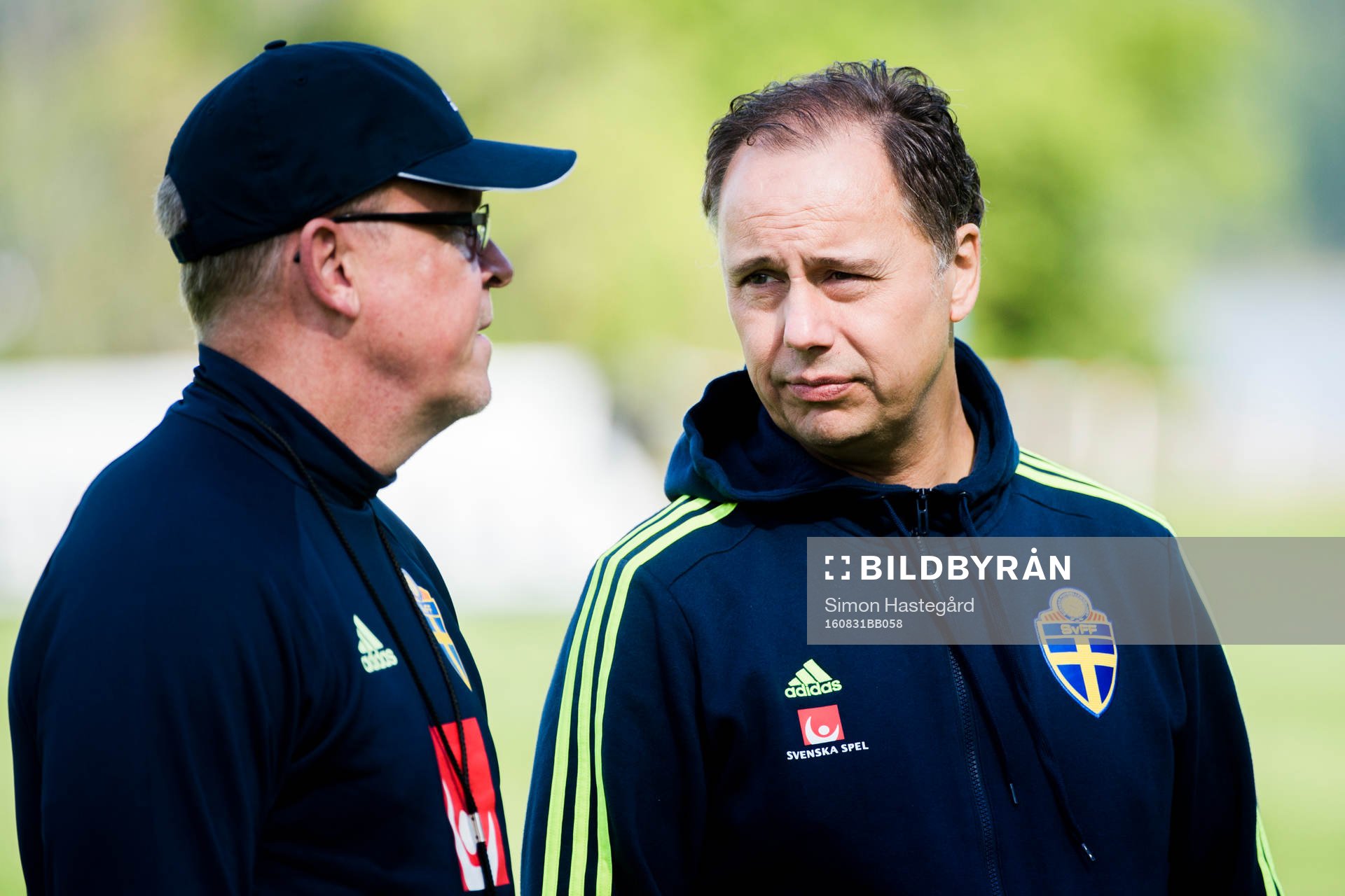 Förbundskapten Janne Andersson och Niklas Bodell,
