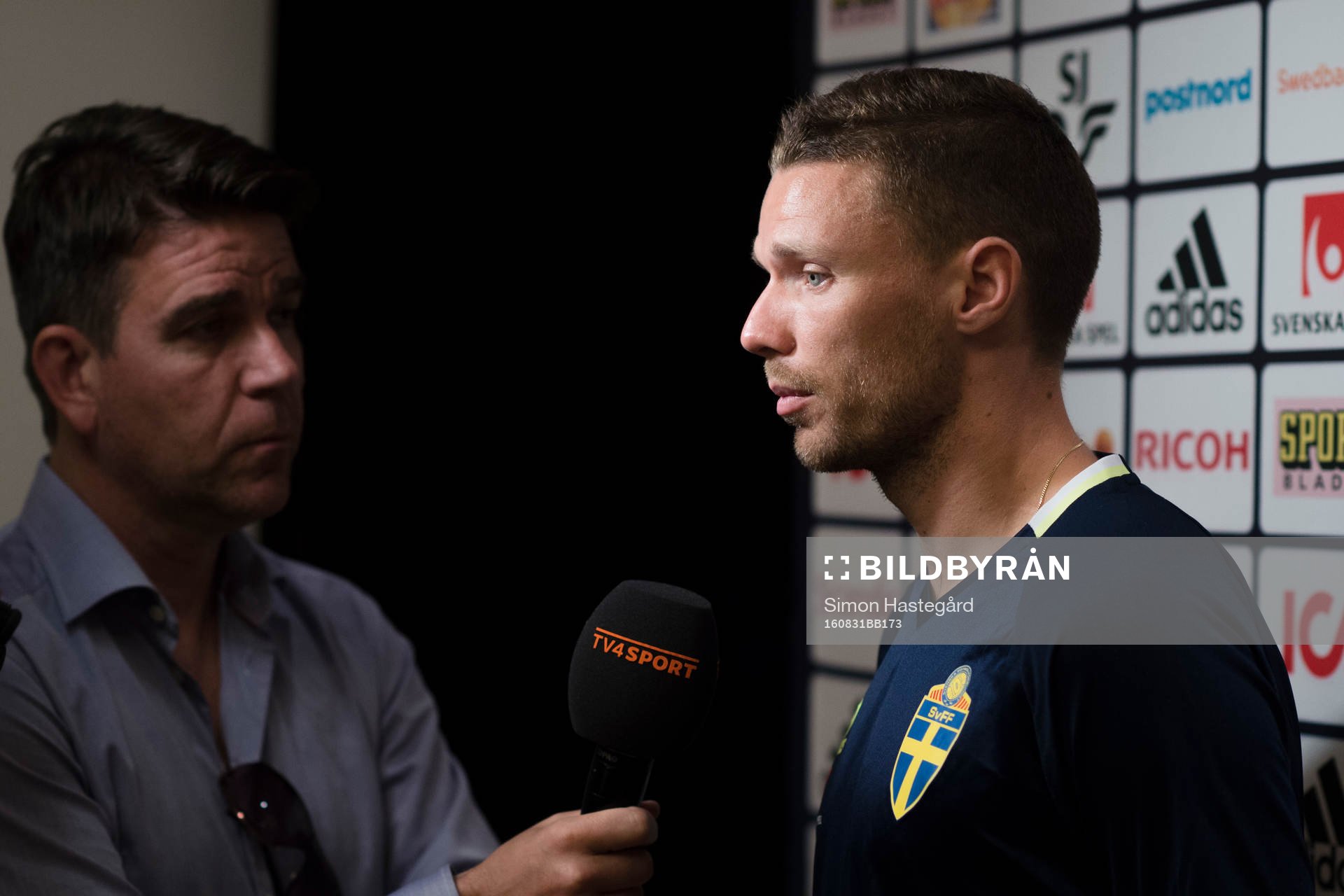 Marcus Berg i mixed zone
