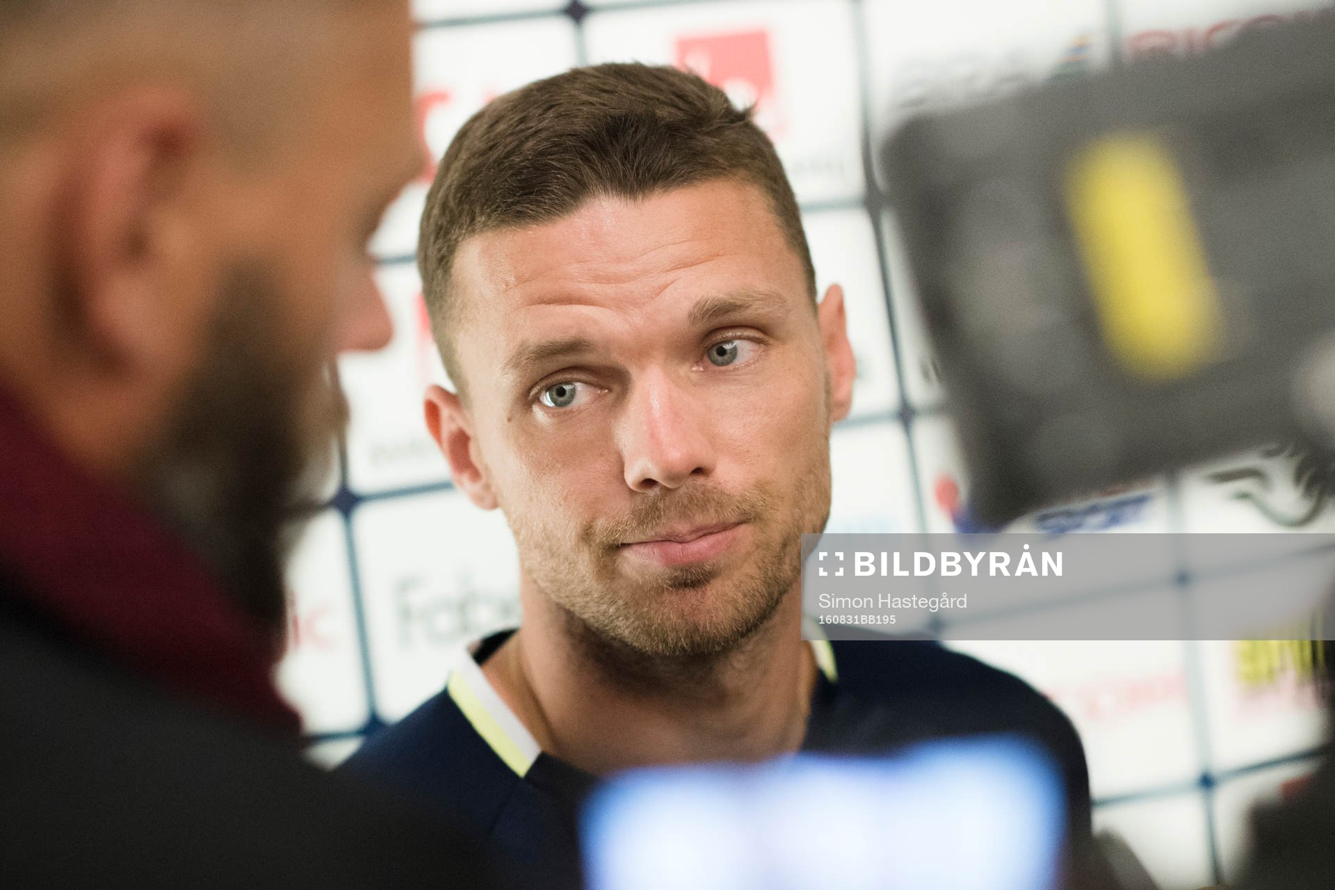 Marcus Berg i mixed zone