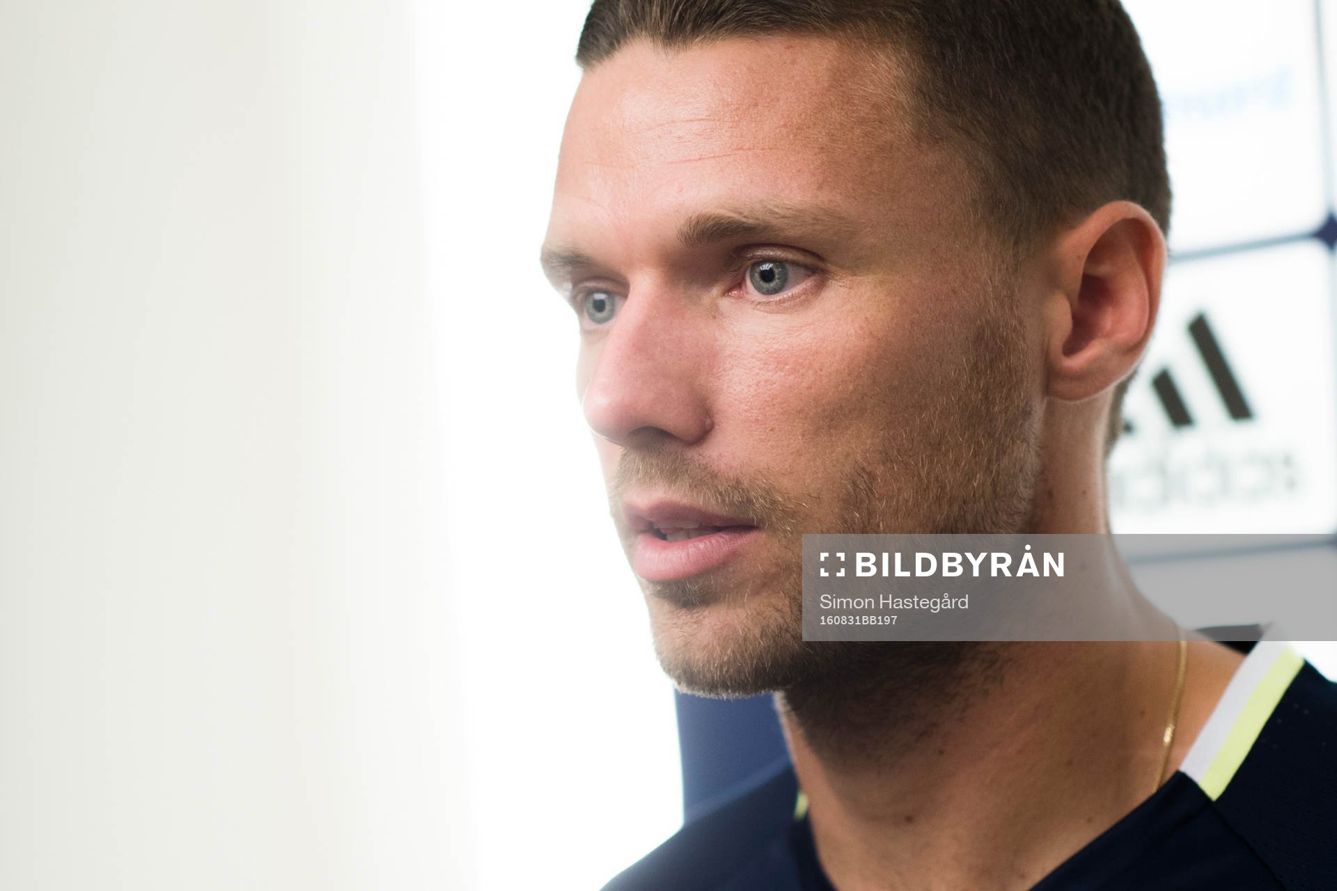 Marcus Berg i mixed zone