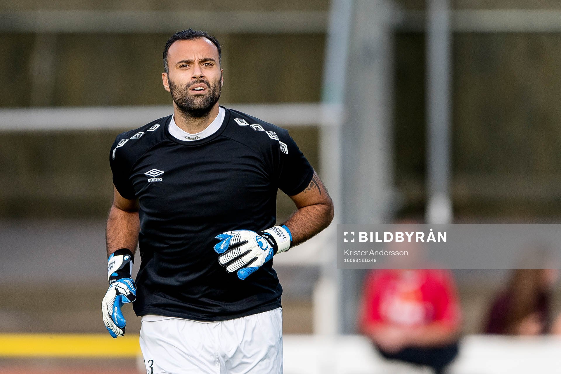 Örgrytes målvakt Abbas Hassan före fotbollsmatchen i