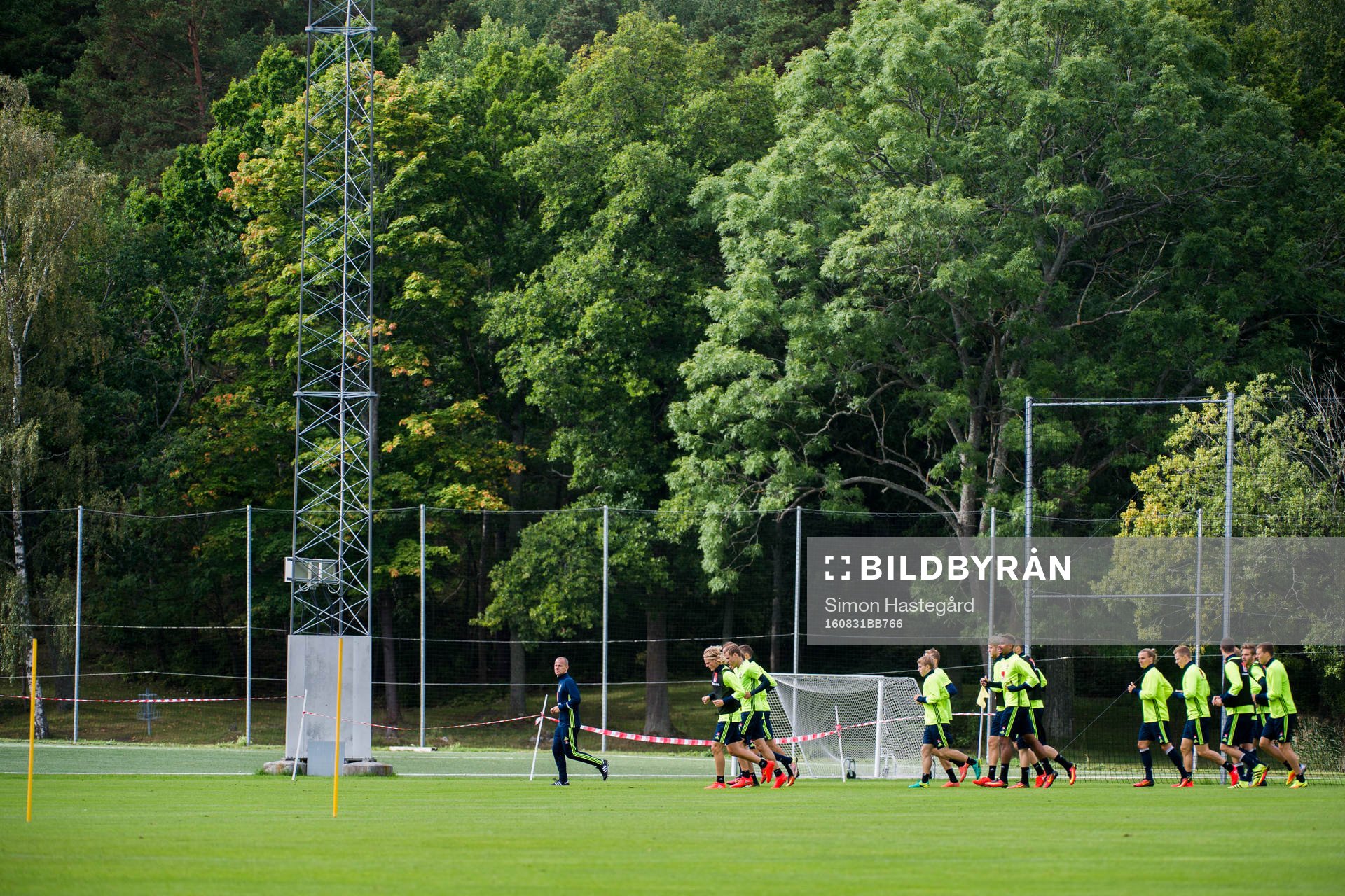 Uppvärmning före en träning med Sveriges fotbollslandslag