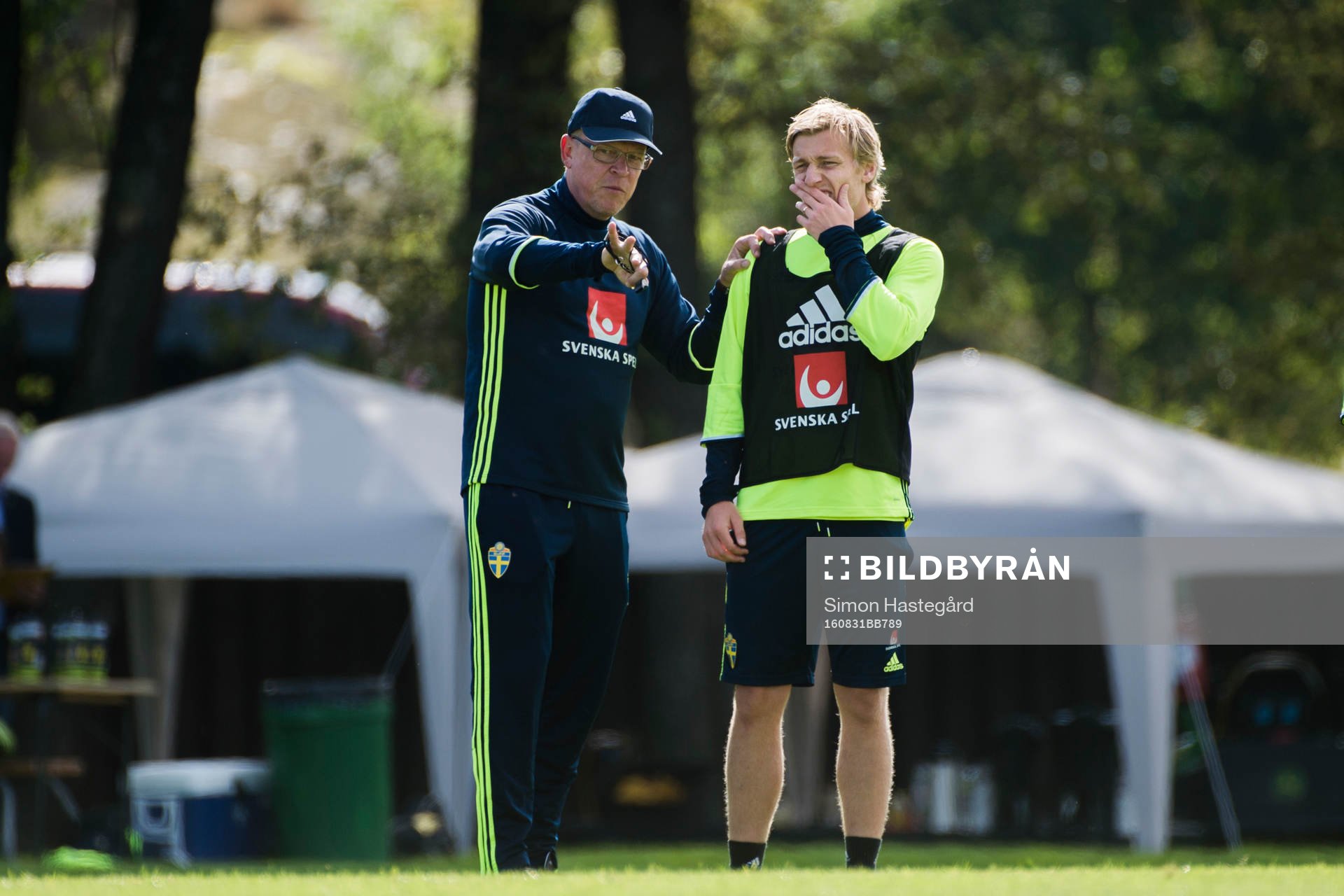 förbundskapten Janne Andersson och Emil Forsberg