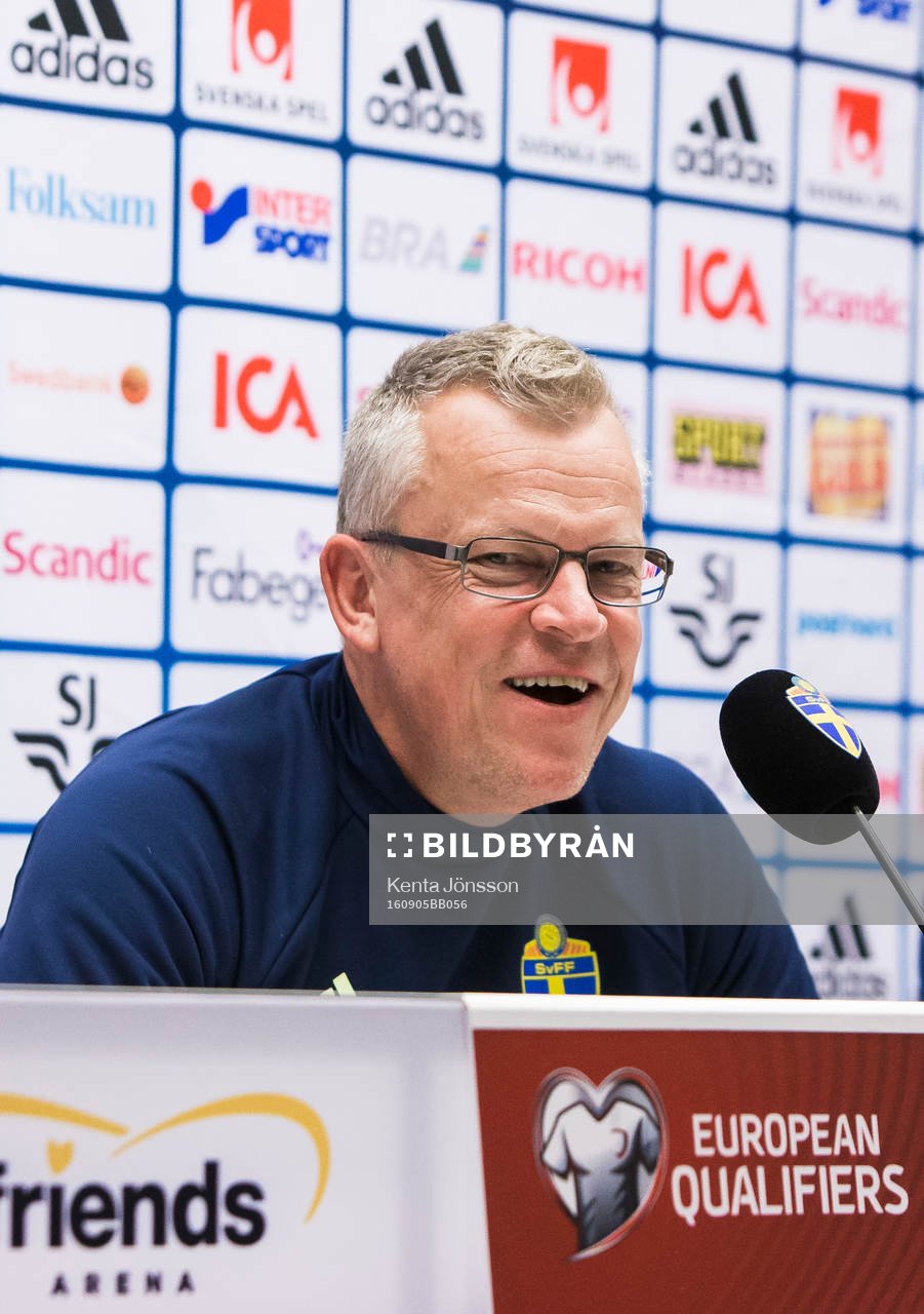 Sveriges förbundskapten Janne Andersson under en presskonferens anordnad av Svenska Fotbollförbundet den 5 September 2016 i Stockholm