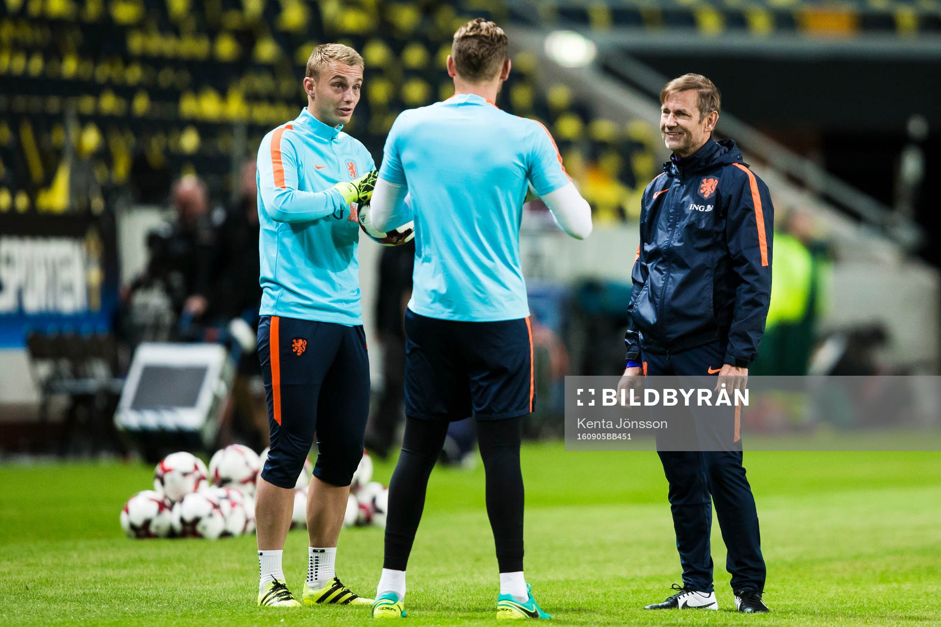 Hollands målvaktstränare Frans Hoek med målvakt Jasper