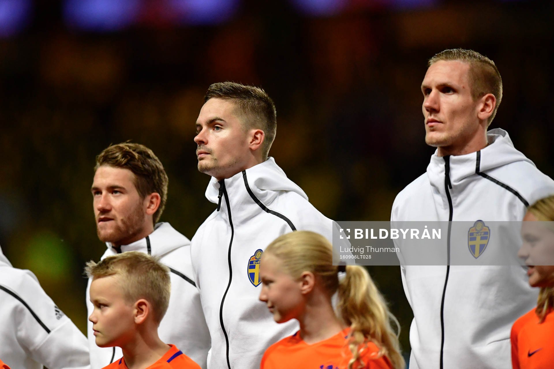 Sveriges Marcus Rohdén, Mikael Lustig och målvakt Robin