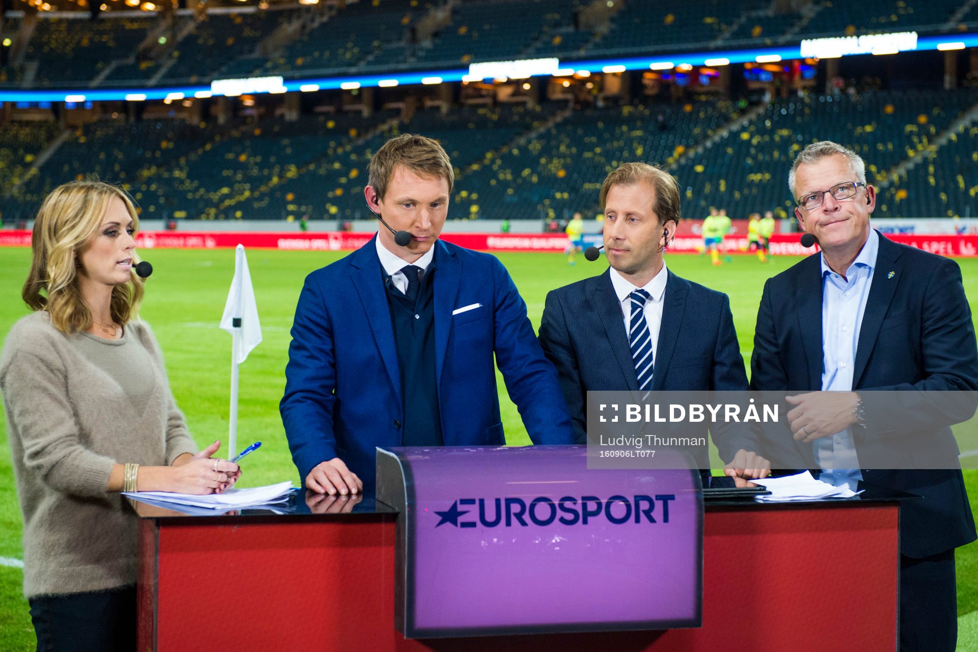 Eurosports studio med experterna Karin Frick, Kim