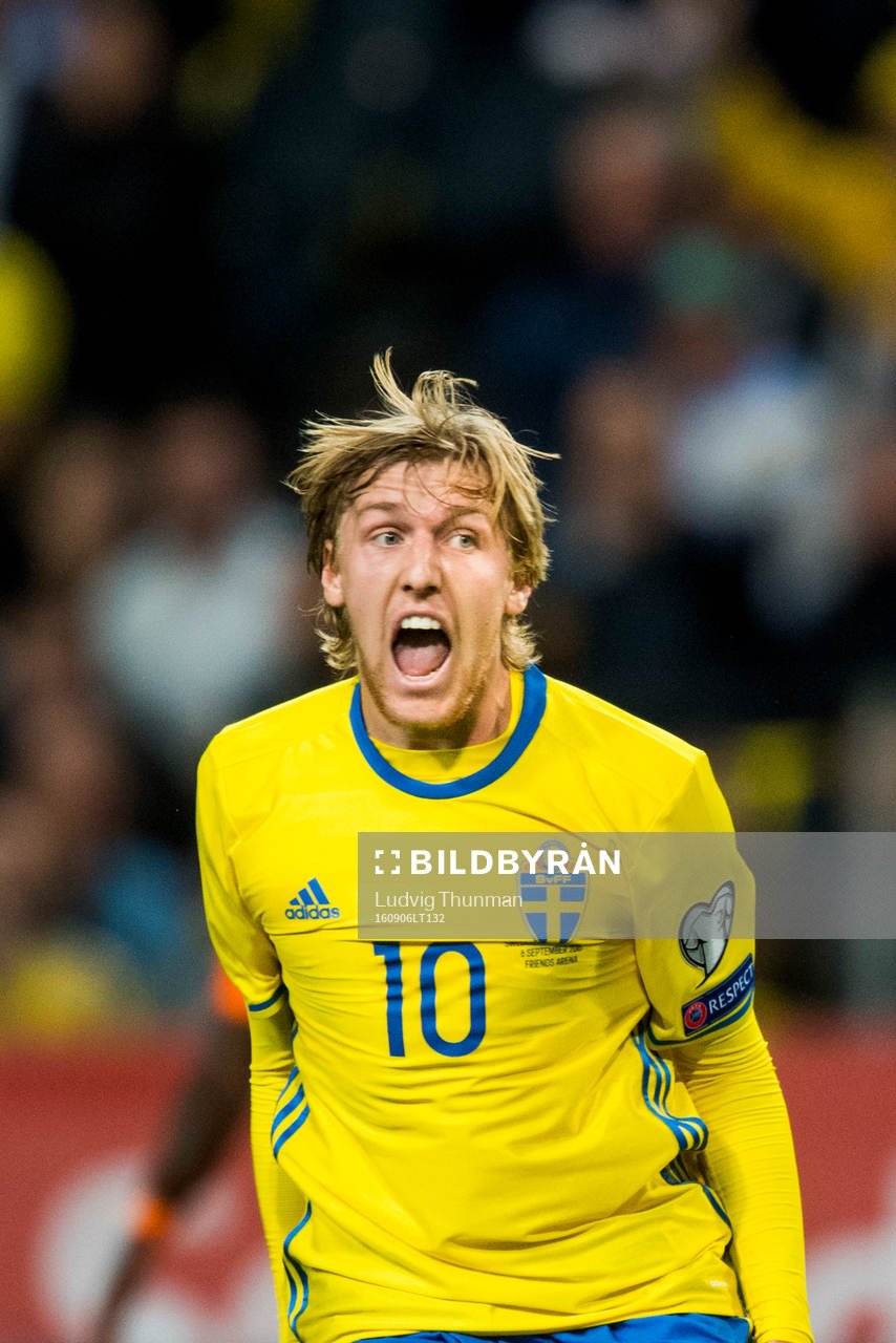Sveriges Emil Forsberg reagerar