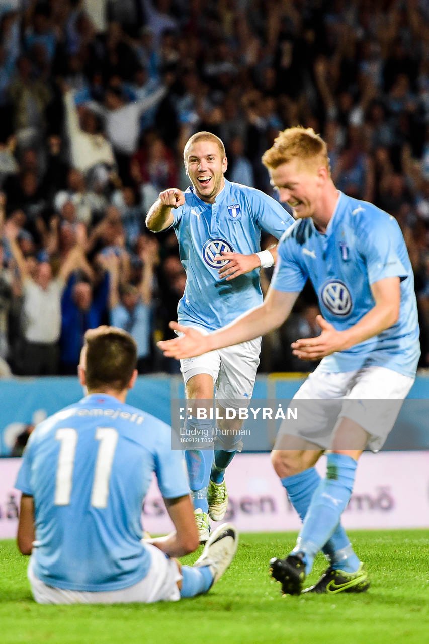 Malmö FFs Anton Tinnerholm, Anders Christiansen och