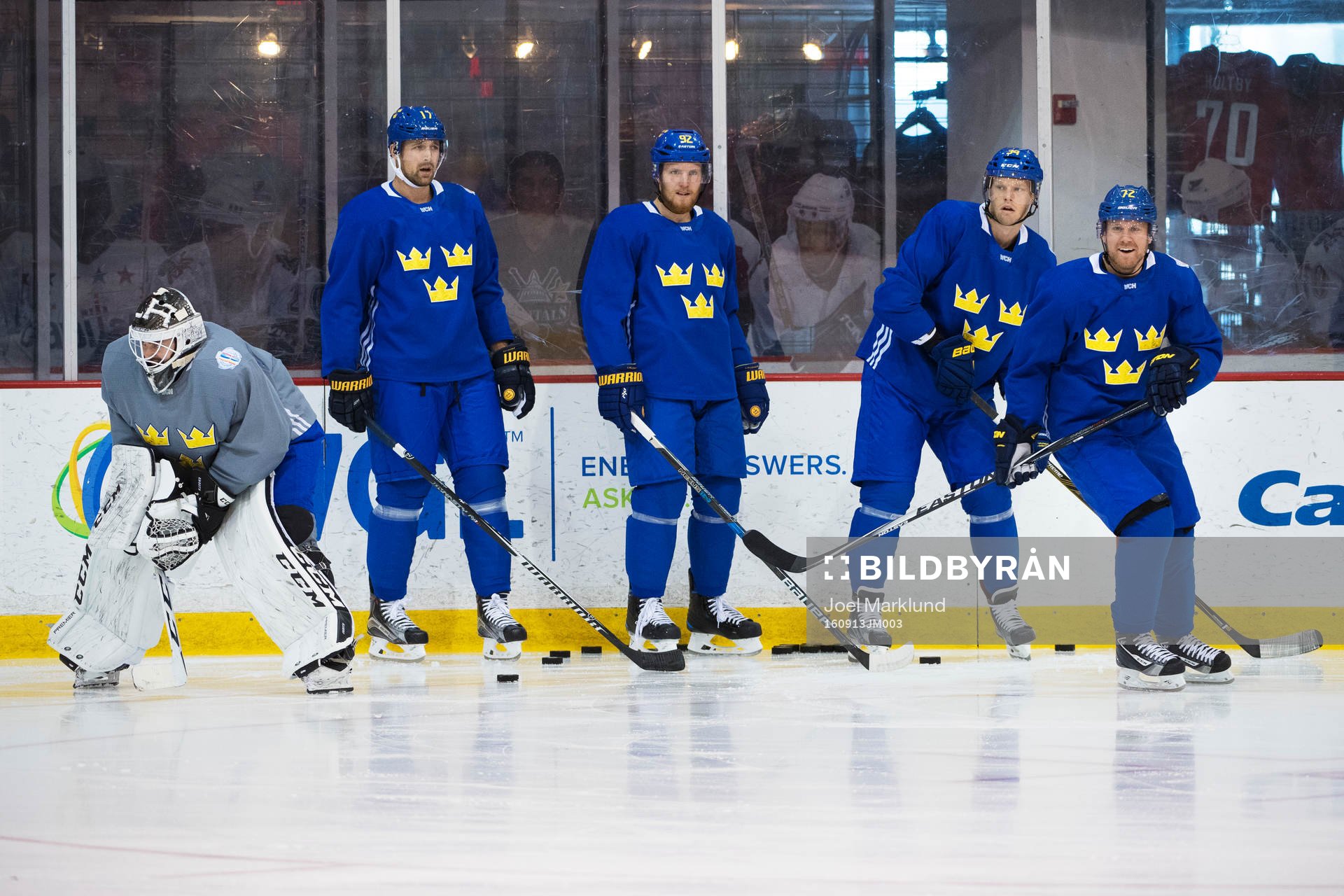 Jhonas Enroth, Patrik Berglund, Gabriel Landeskog, Carl