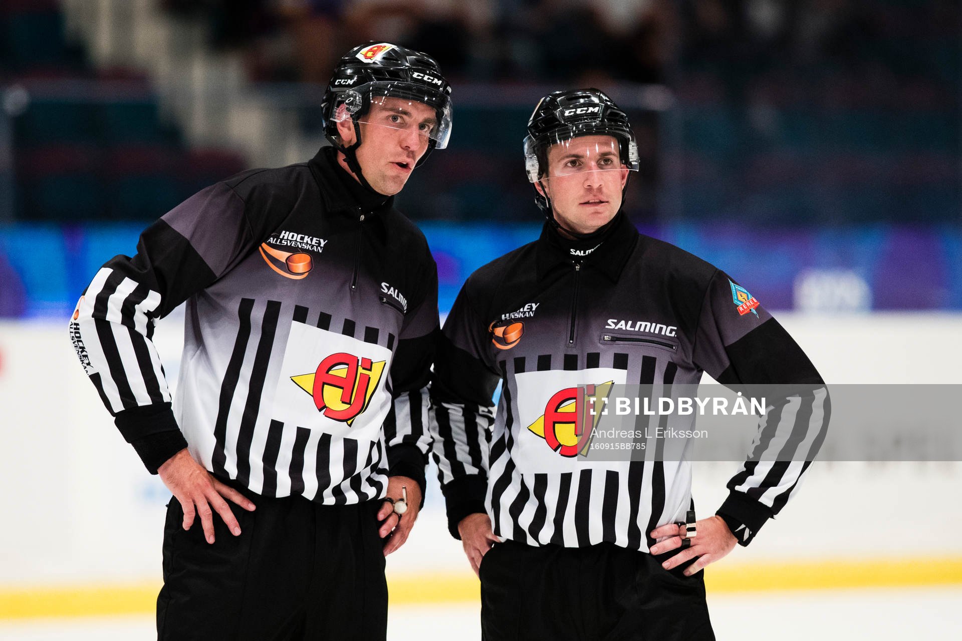Linjedomarna Henrik Persson och Marcus Bojling