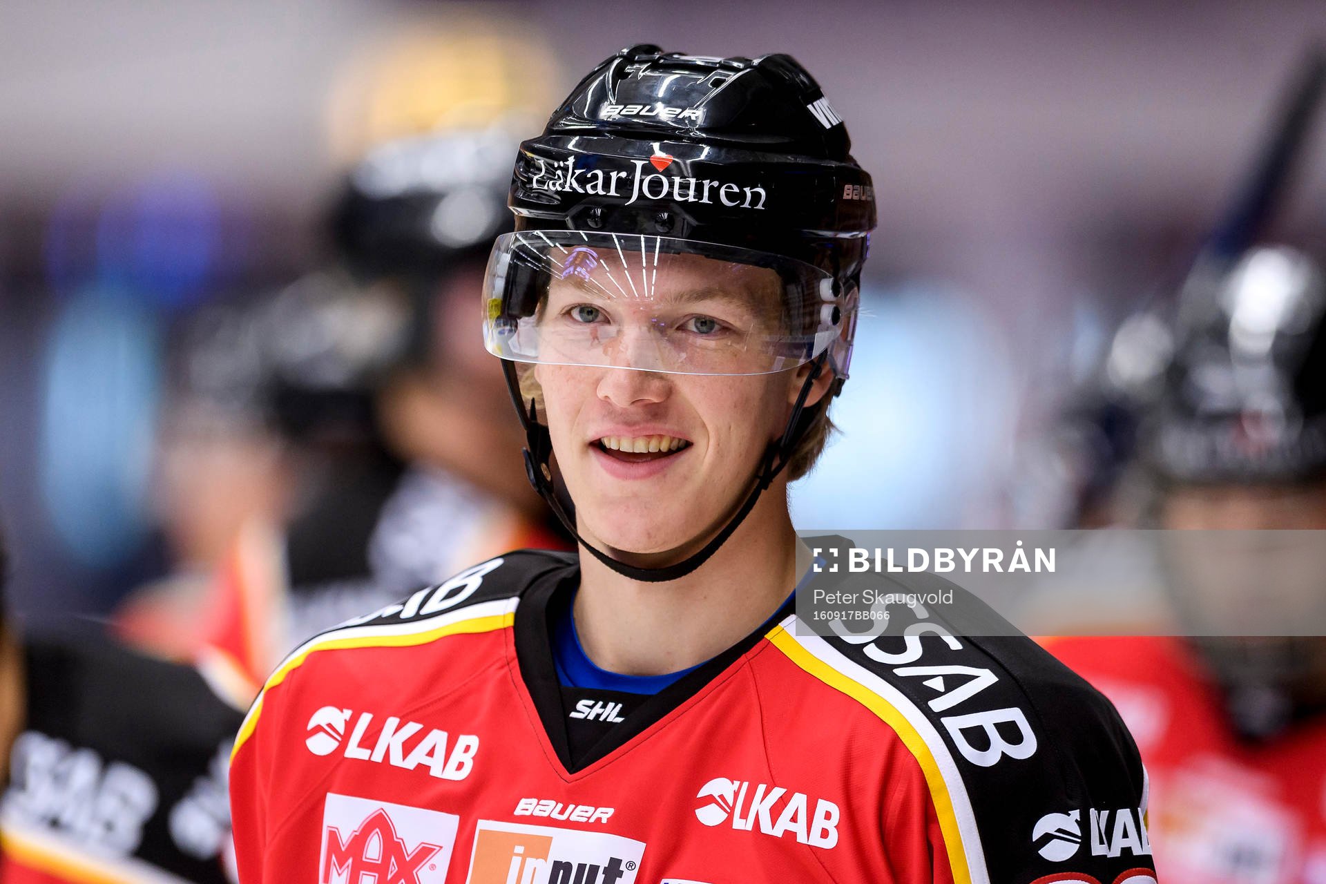 Luleås Gustav Rydahl på uppvärmningen