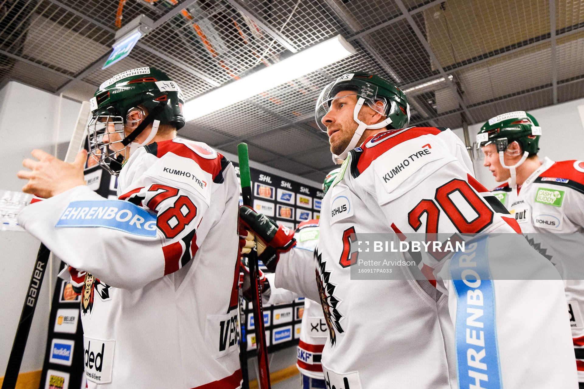 Frölundas Joel Lundqvist före ishockeymatchen i SHL