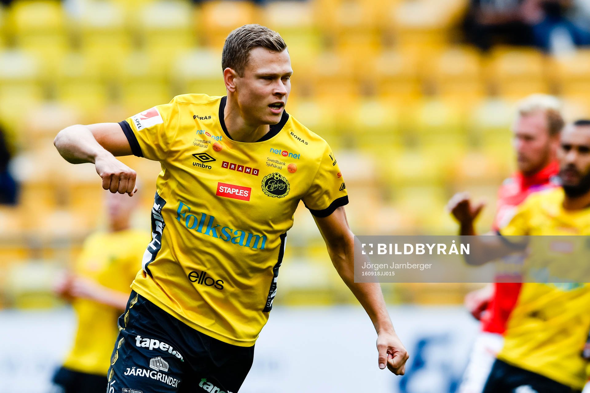 Elfsborgs Viktor Claesson jublar efter 1-0 under fotbollsmatchen i Allsvenskan mellan Elfsborg och Falkenberg den 18 september 2016 i BORÅS.