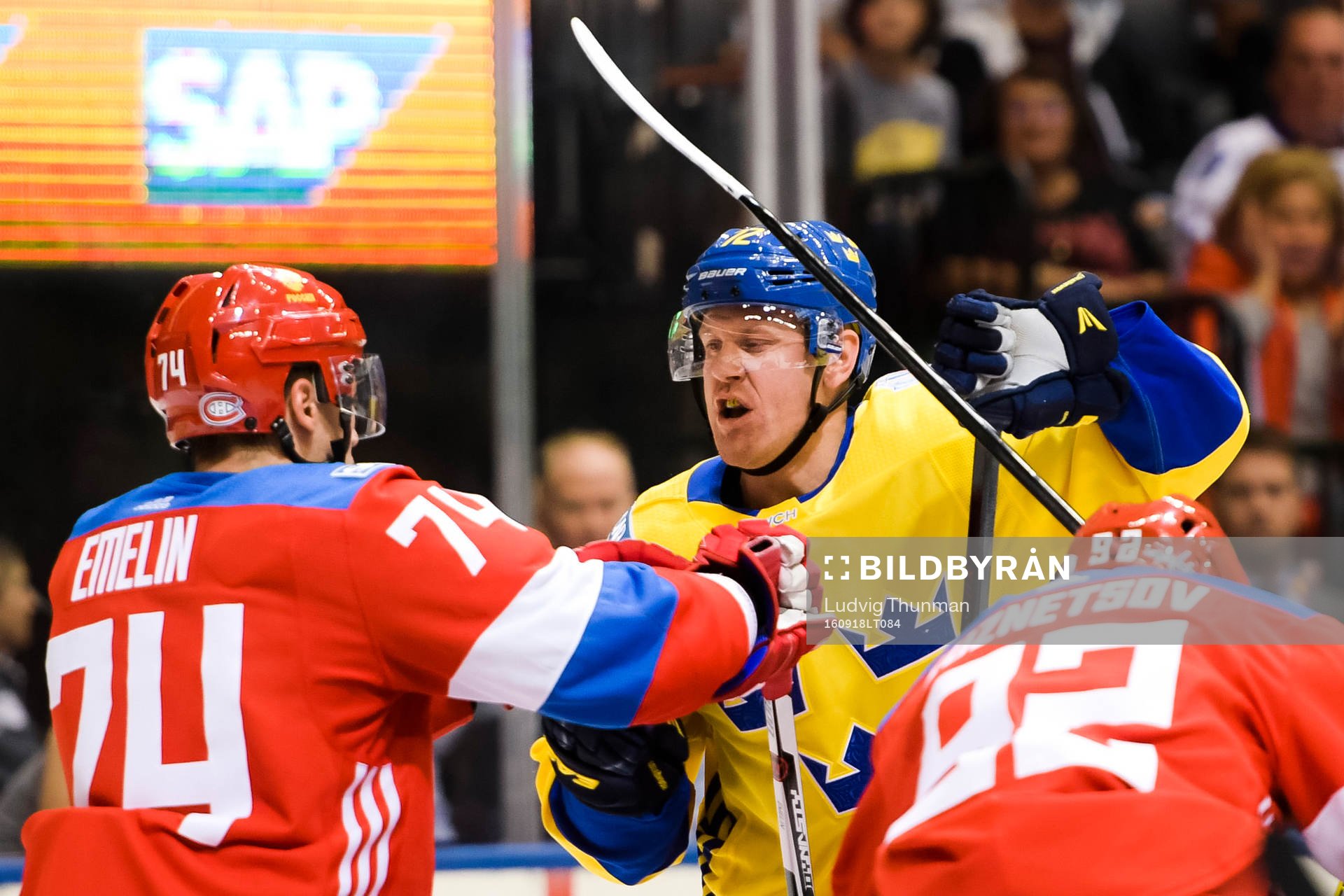 Rysslands Alexei Emelin och Sveriges Patric Hörnqvist i