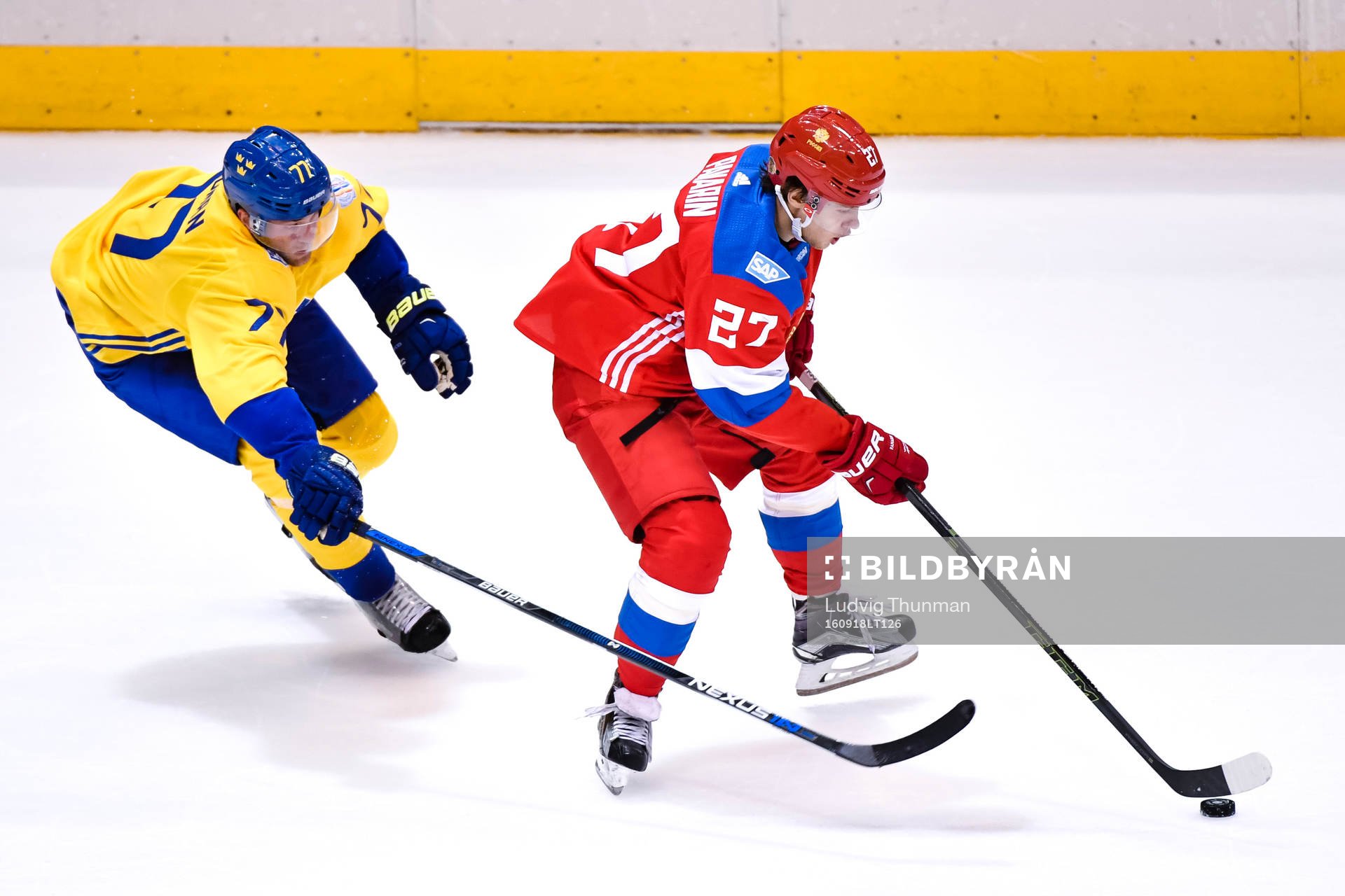 Sveriges Victor Hedman och Rysslands Artemi Panarin