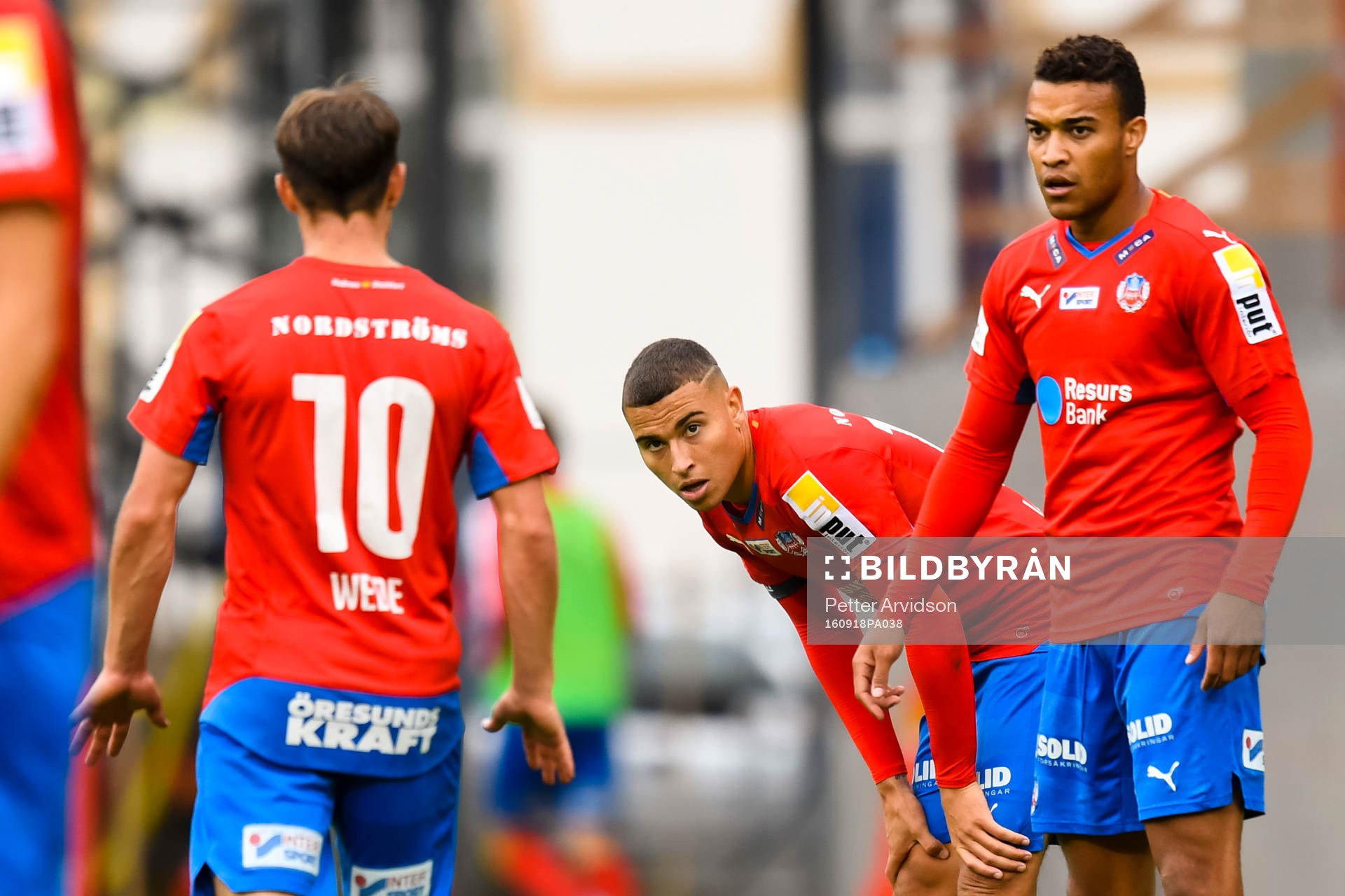 Helsingborgs Anton Wede , Tyrell Rusike och Jordan Larsson