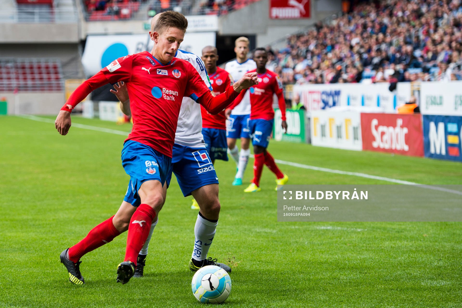 Helsingborgs Felix Bindelöv under fotbollsmatchen i Allsvenskan mellan Helsingborg och Norrköping den 18 september 2016 i Helsingborg.
