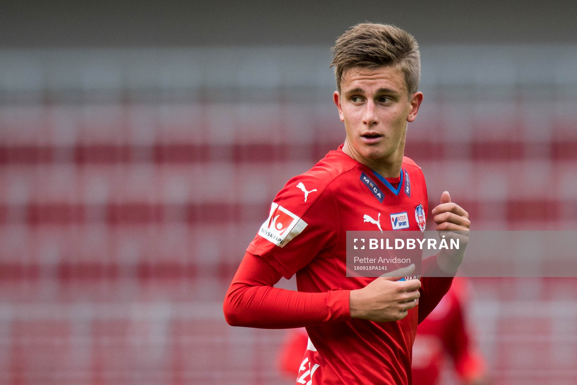 Helsingborgs Felix Bindelöv under fotbollsmatchen i Allsvenskan mellan Helsingborg och Norrköping den 18 september 2016 i Helsingborg.