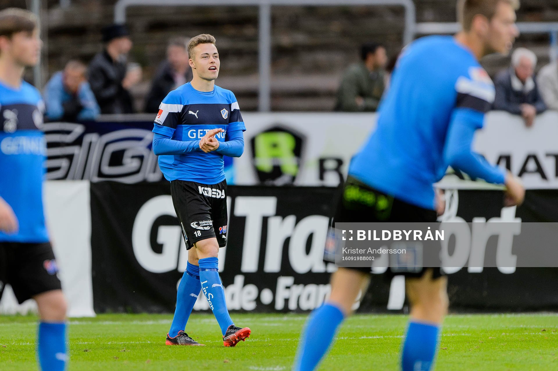 Halmstads Gabriel Gudmundsson före fotbollsmatchen i