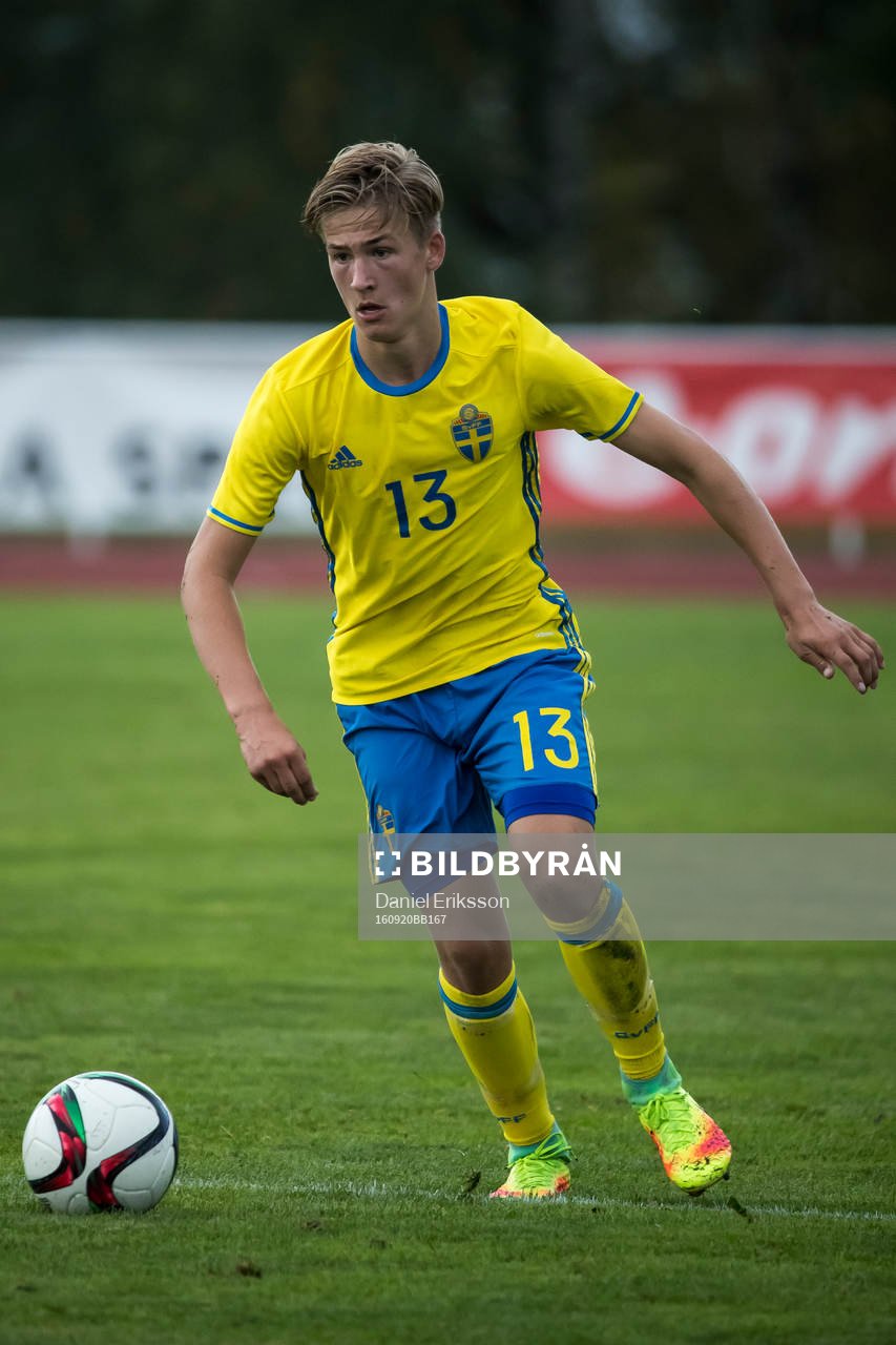 Sveriges Fredrik Hammar i fotbollsmatchen mellan Sverige