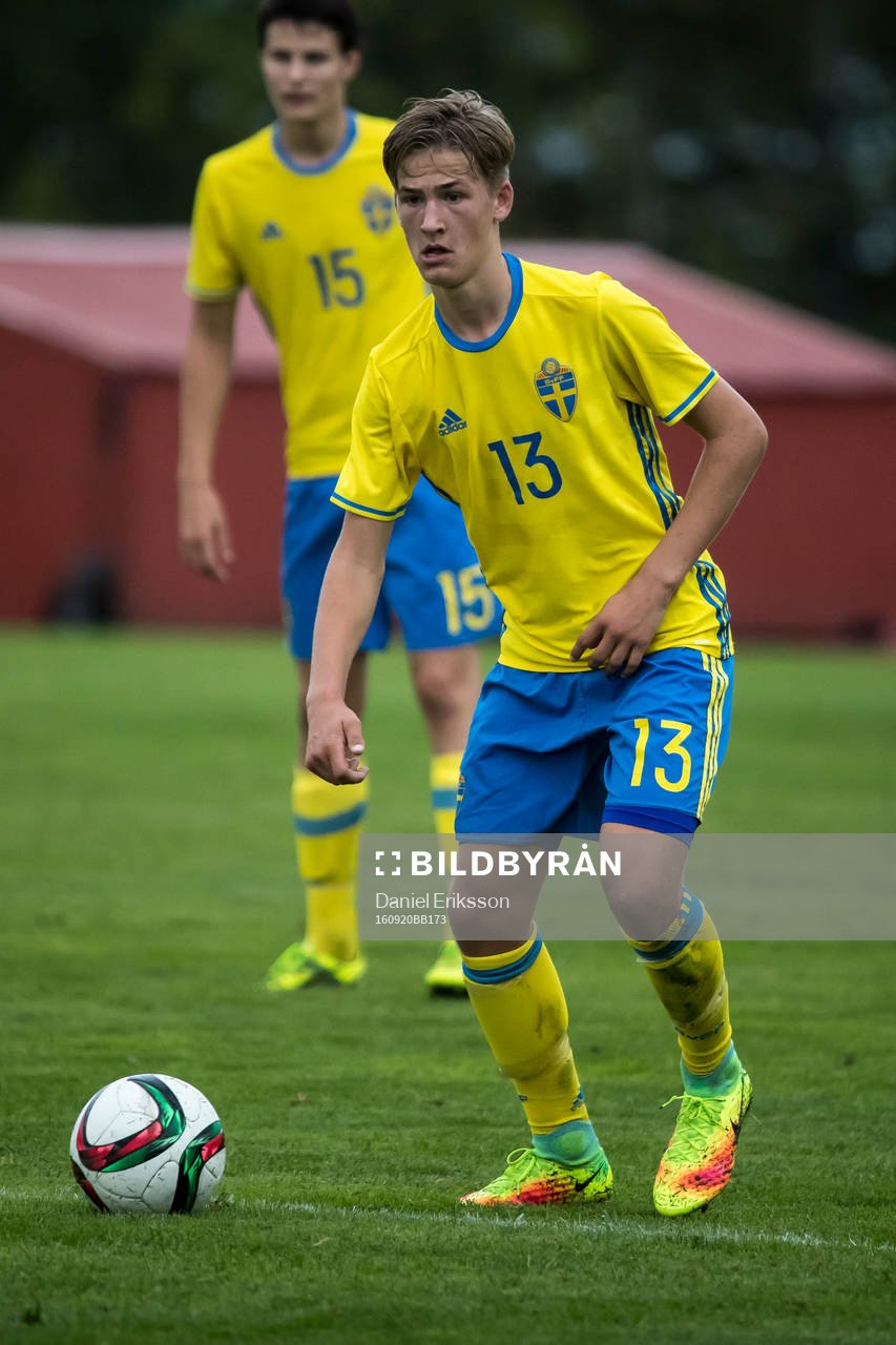 Sveriges Fredrik Hammar i fotbollsmatchen mellan Sverige