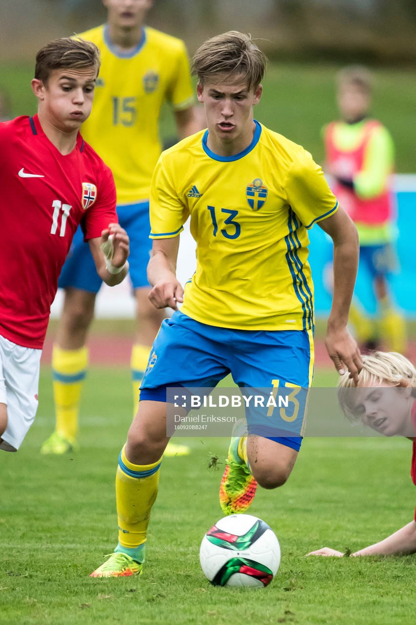 Sveriges Fredrik Hammar i fotbollsmatchen mellan Sverige