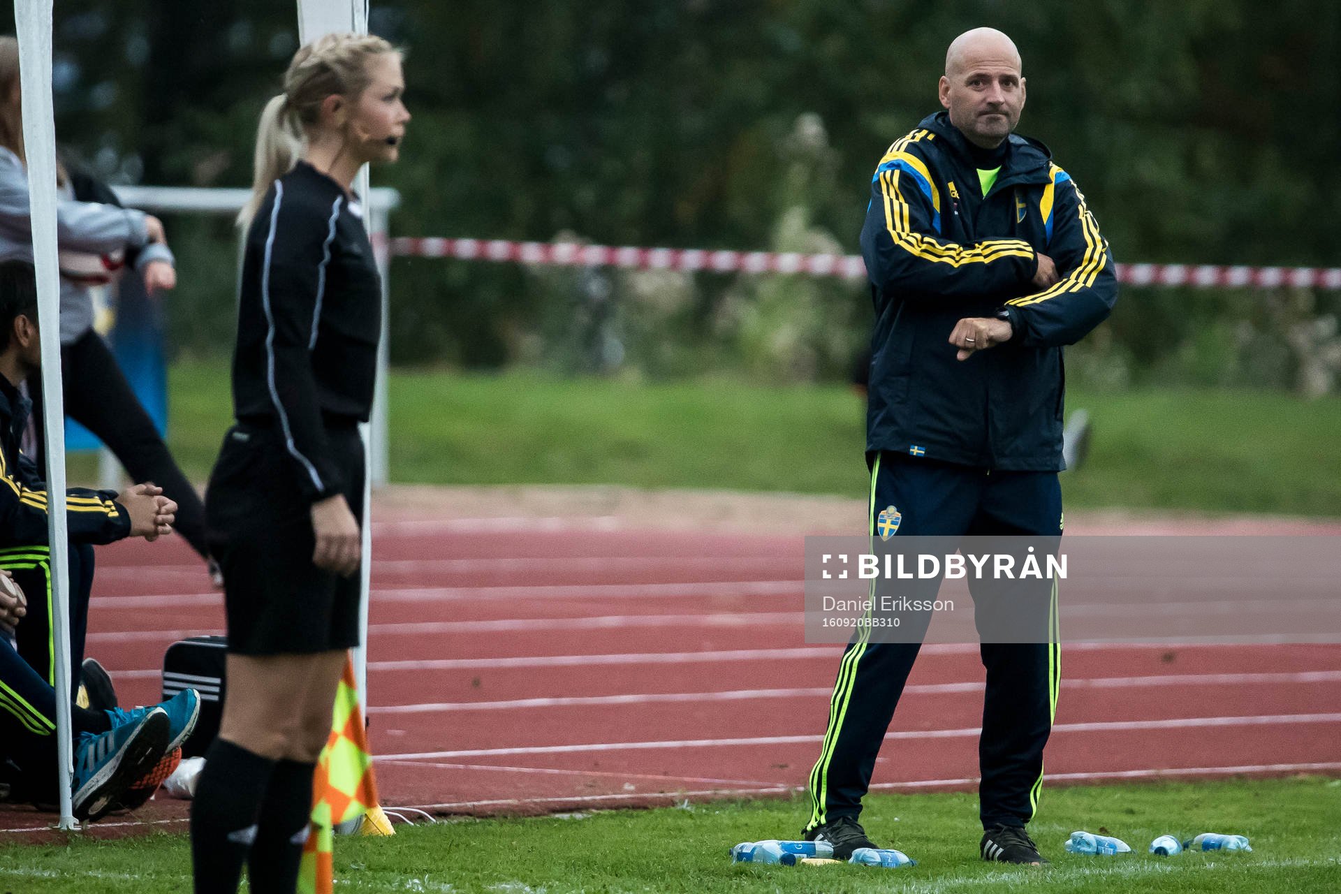 Sveriges Magnus Wikman, förbundskapteni fotbollsmatchen