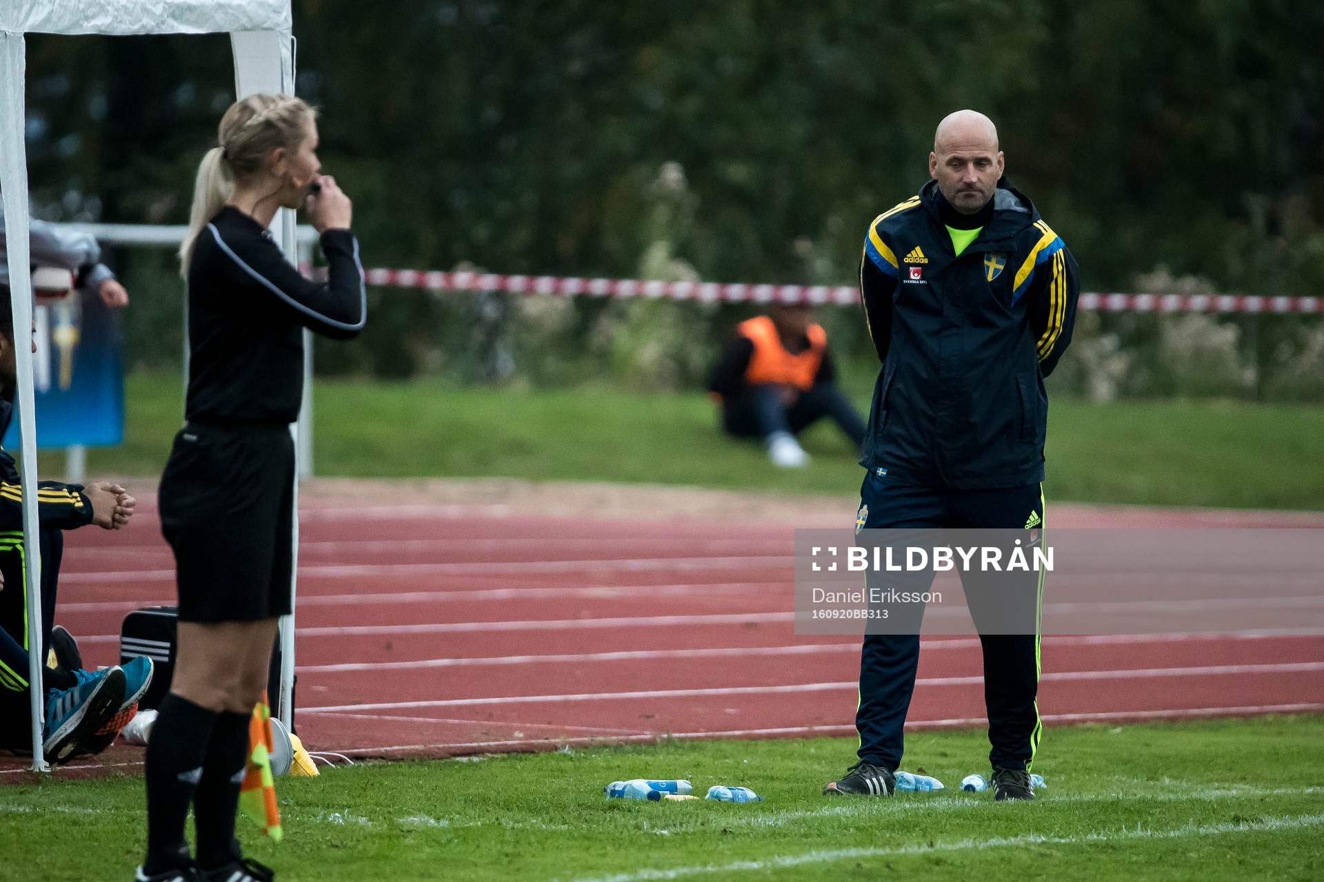 Sveriges Magnus Wikman, förbundskapteni fotbollsmatchen
