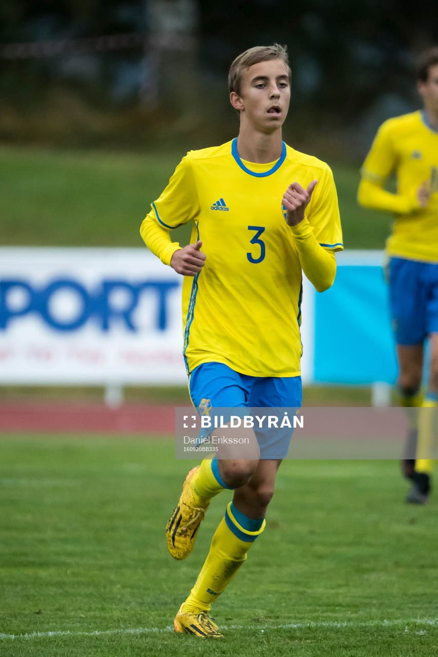 Sveriges Alan Hjulström i fotbollsmatchen mellan Sverige