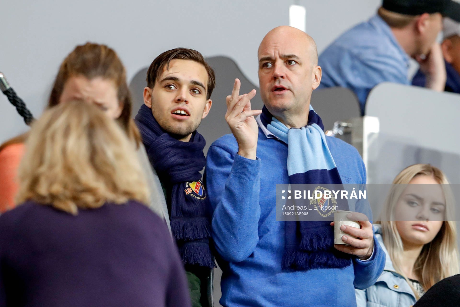F.d. statsminister Fredrik Reinfeldt inför fotbollsmatchen i Allsvenskan mellan Djurgården och AIK den 21 september 2016 i Stockholm. 