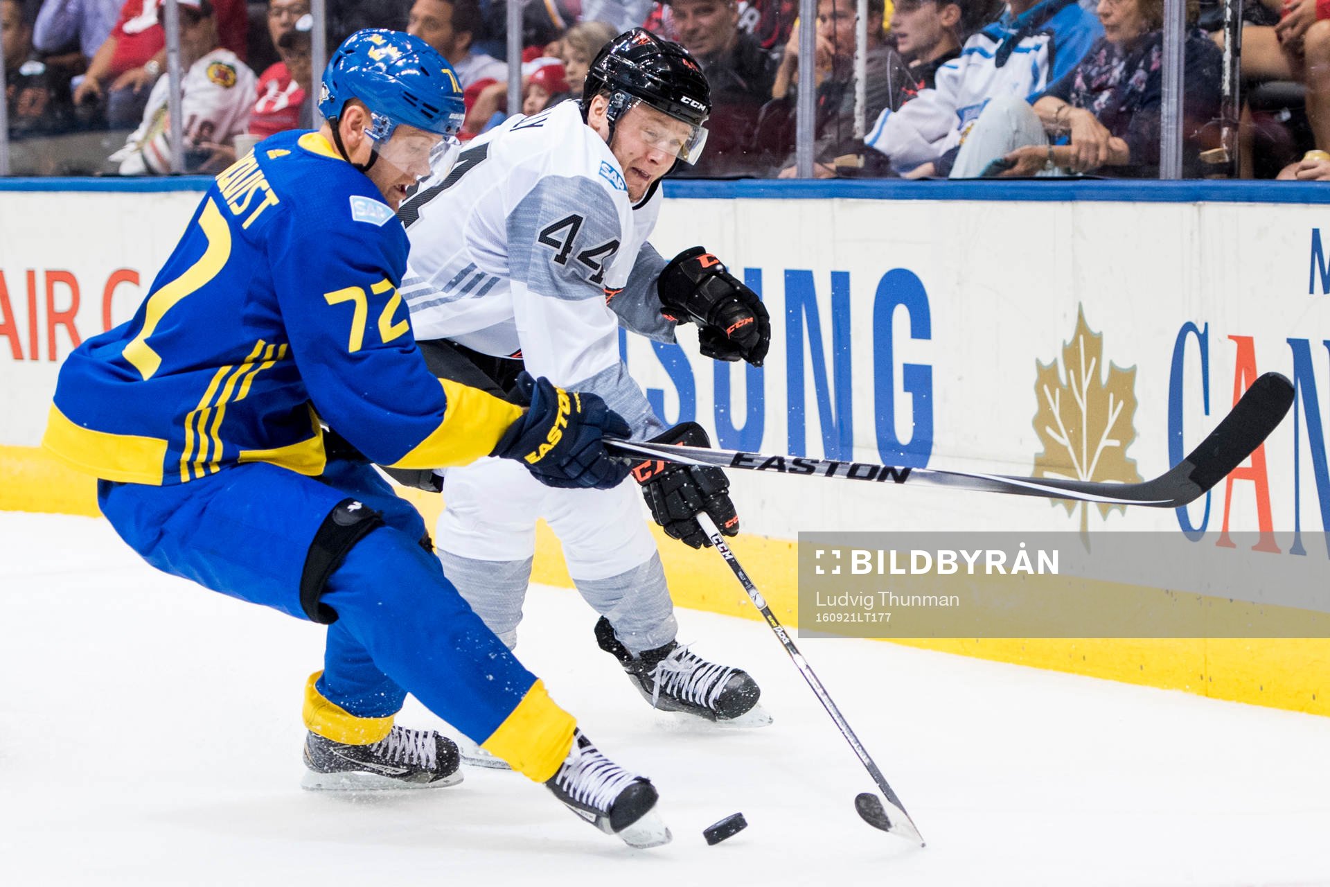 Sveriges Patric Hörnqvist och Nordamerikas Morgan Rielly