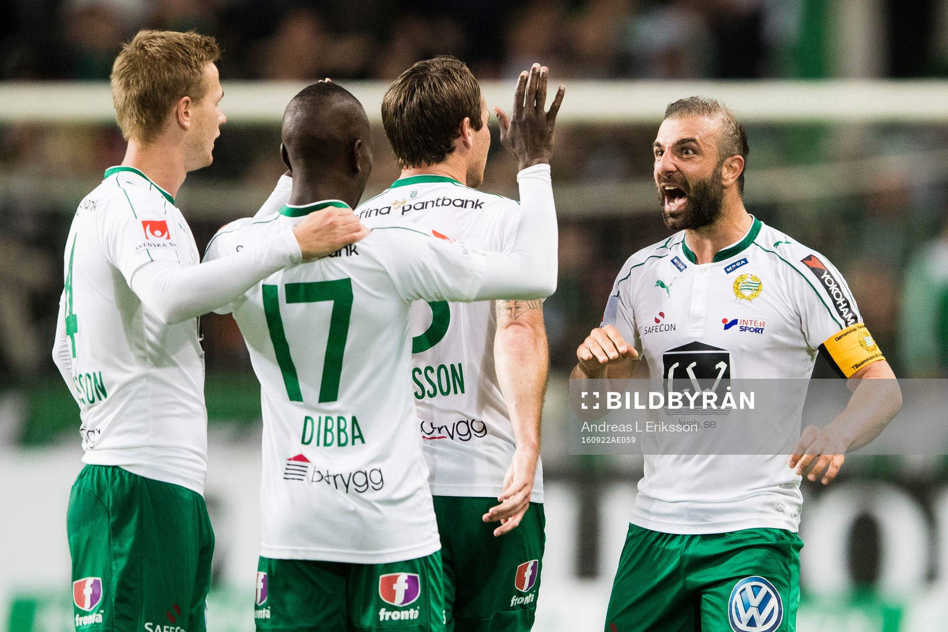 Hammarbys Erik Israelsson, Pa Amat Dibba, Johan Persson och