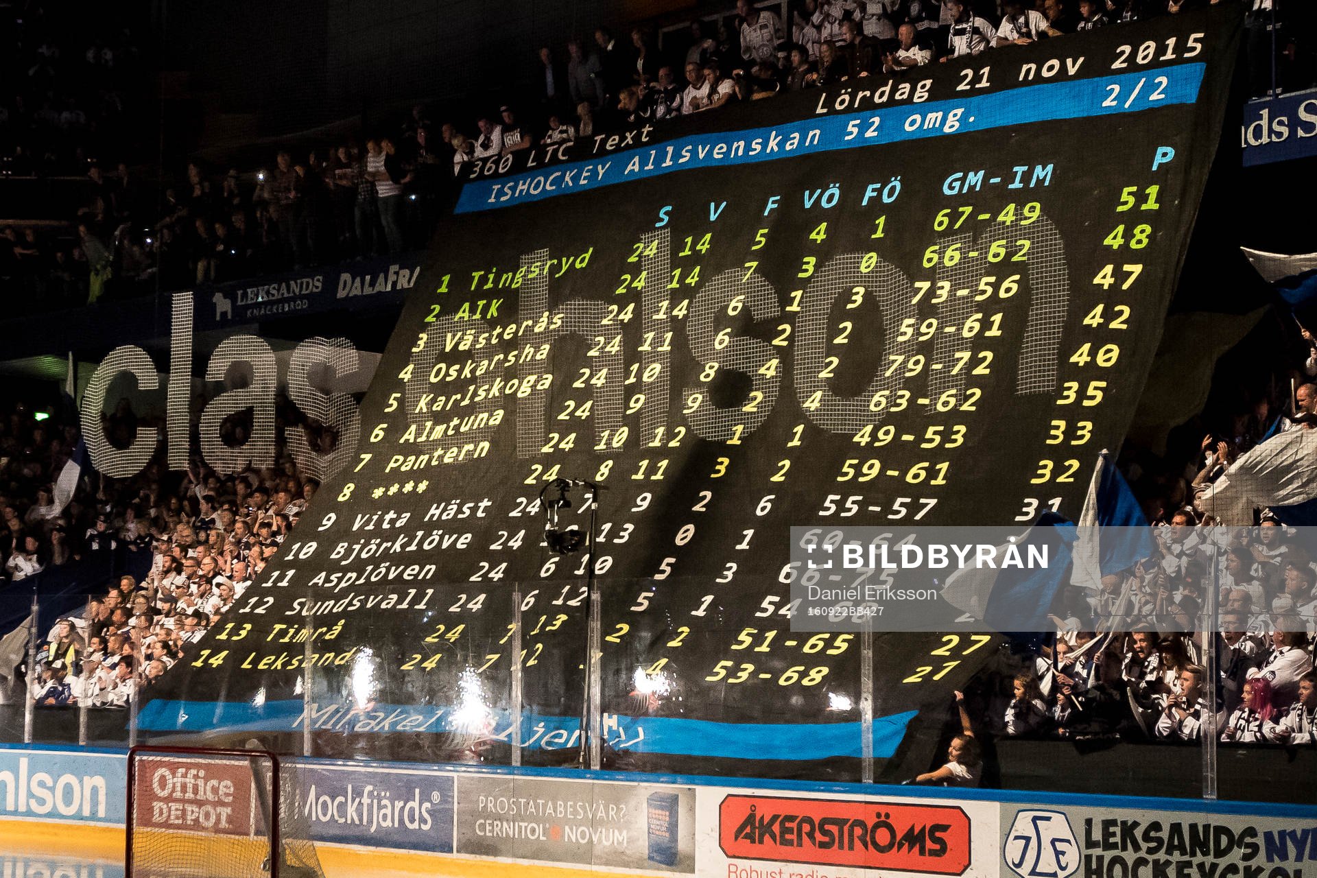 Leksands TIFO i ishockeymatchen i SHL mellan Leksand och